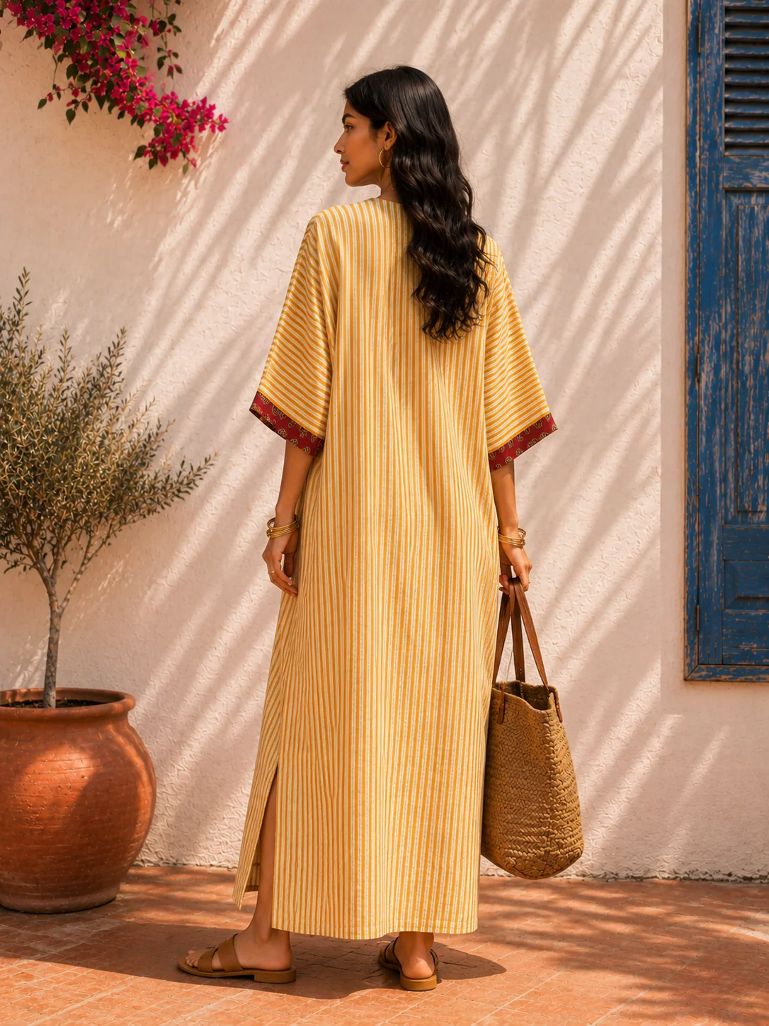 Aahista Honey Stripe Kaftan Dress - Image 3