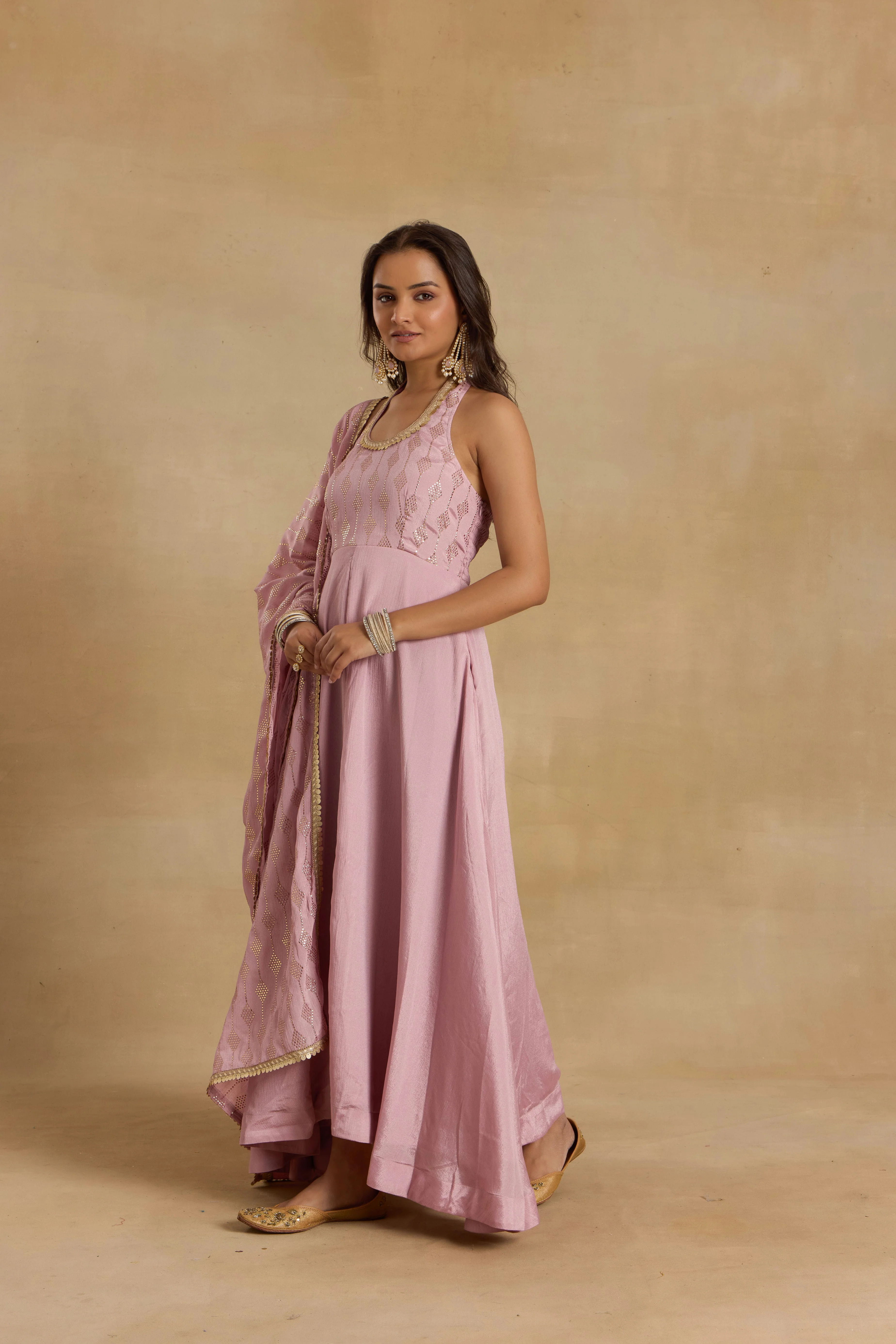 Alaya Heer Lilac Halter Neck Anarkali With Dupatta - Image 2