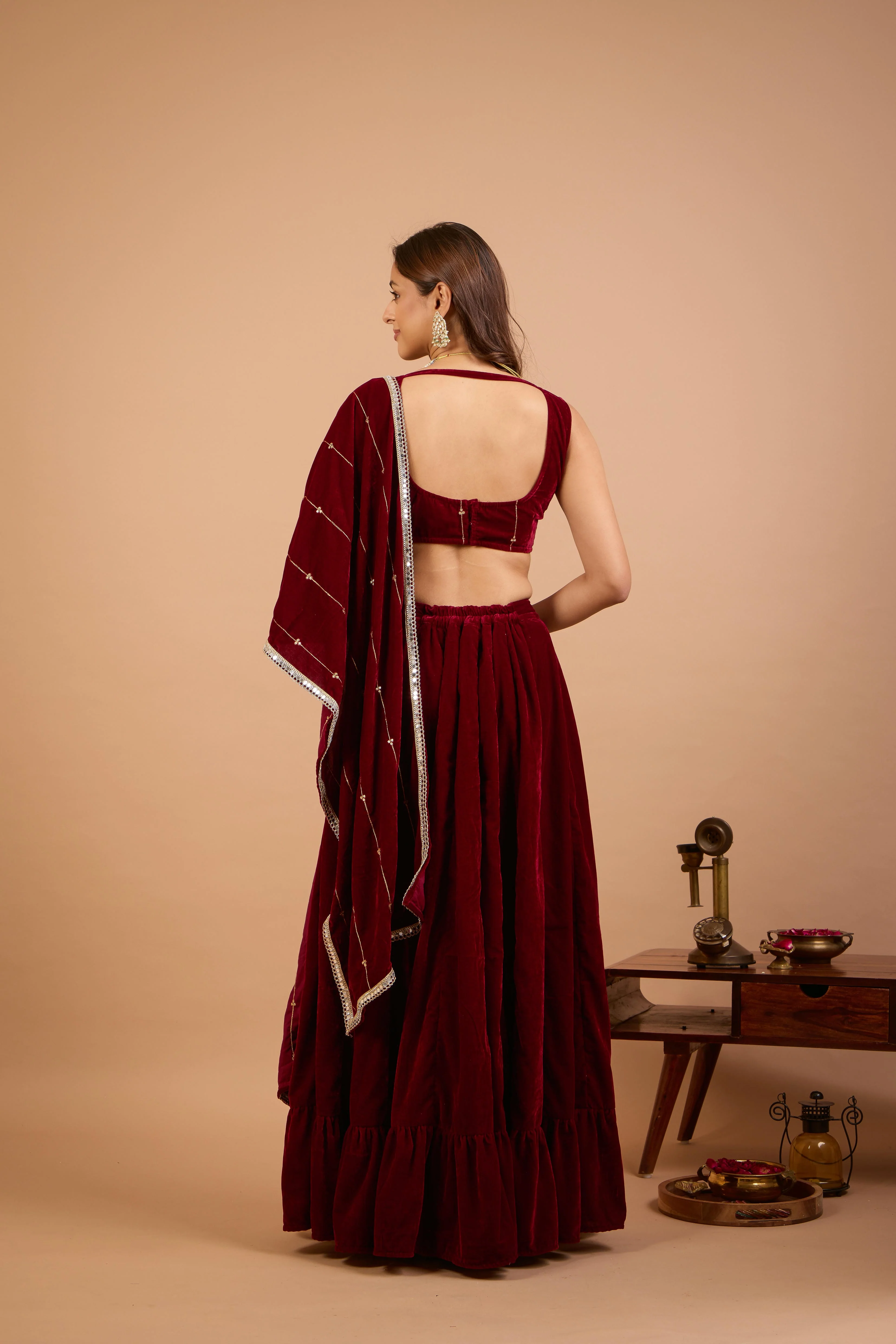 Alaya Jugni Scarlet Plum Red Lehenga - Image 5