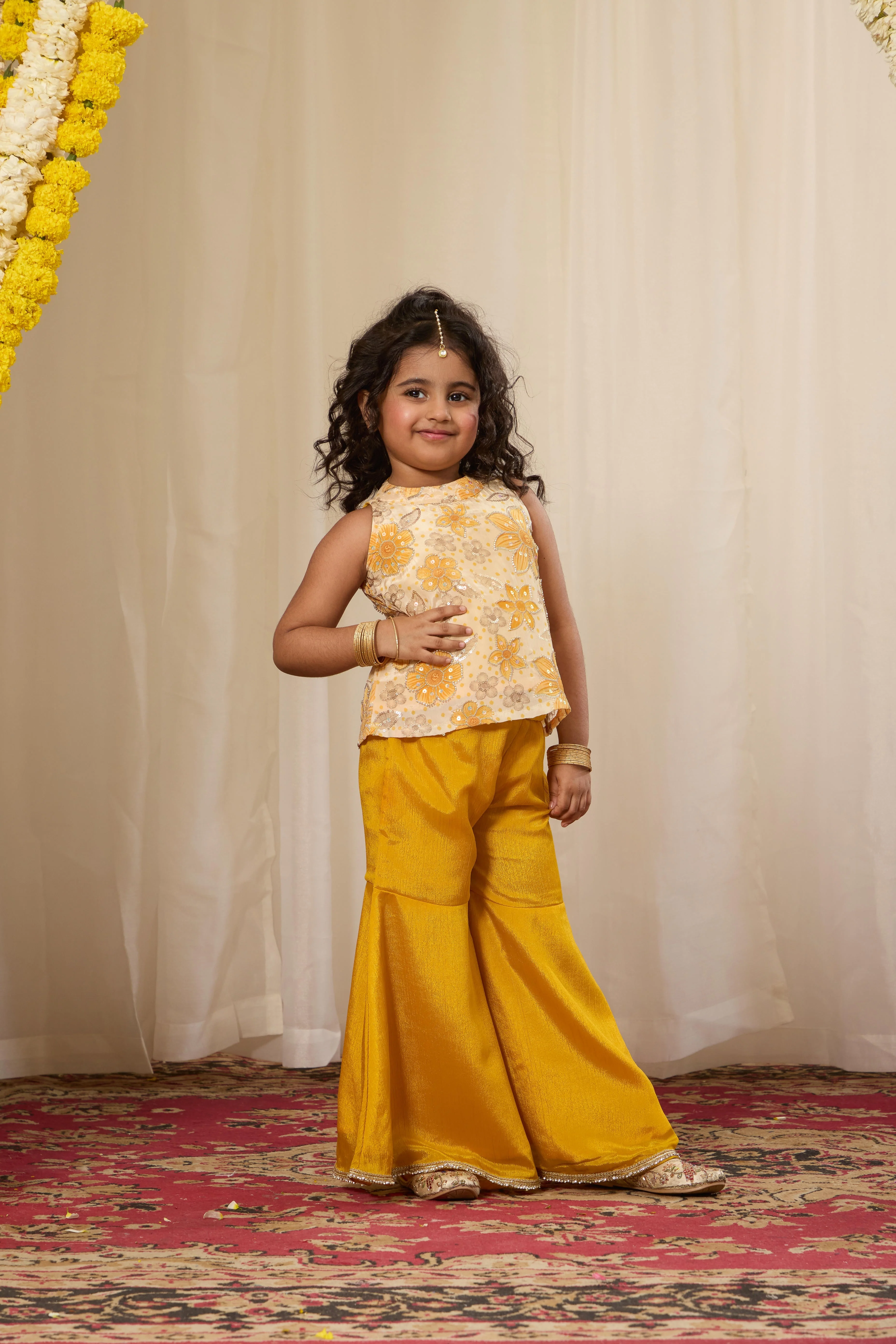 Alaya Kids Haldi Bloom Kurta Set - Image 2