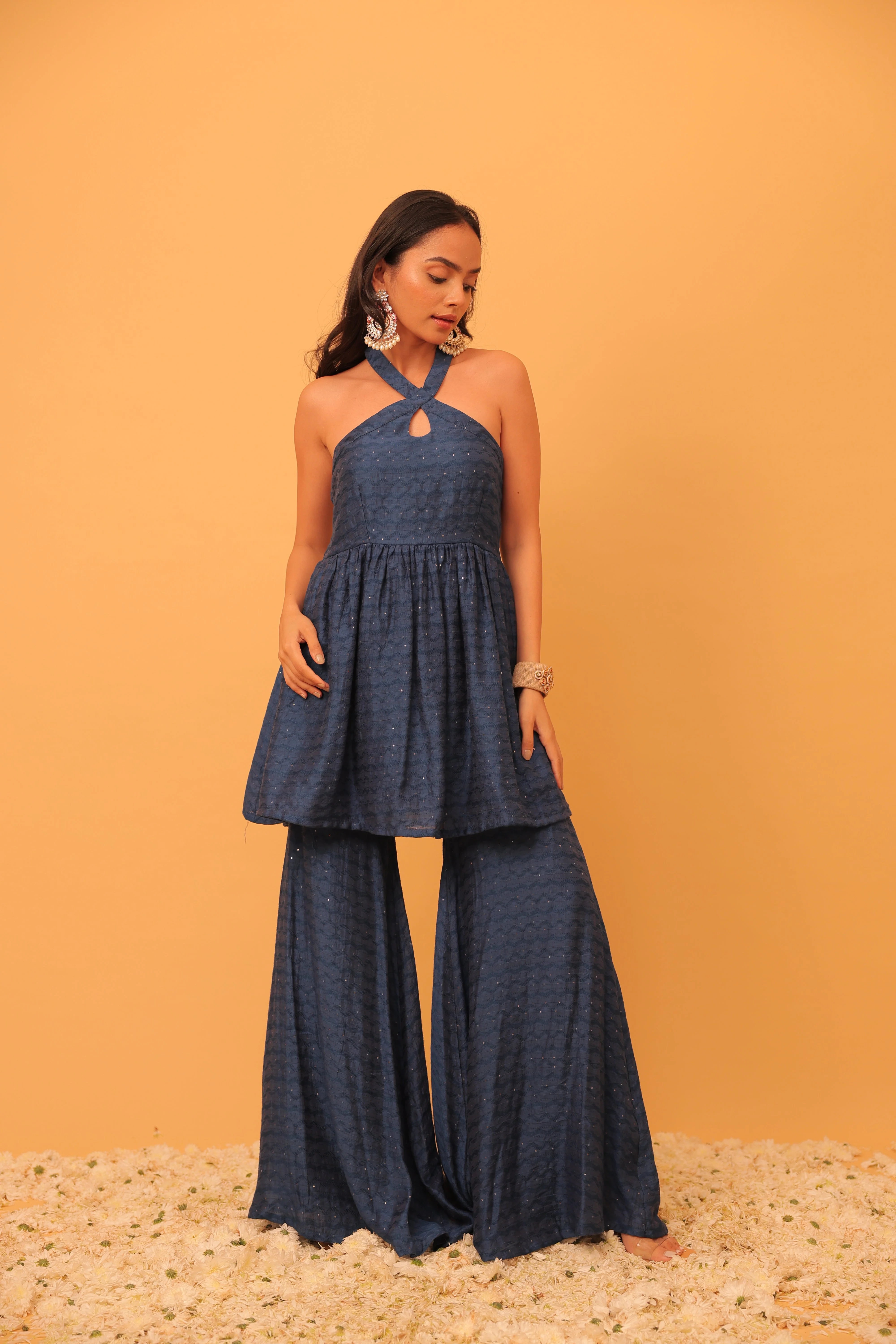 Alaya Mehfil Azure Blue Peplum Kurta Set - Image 4
