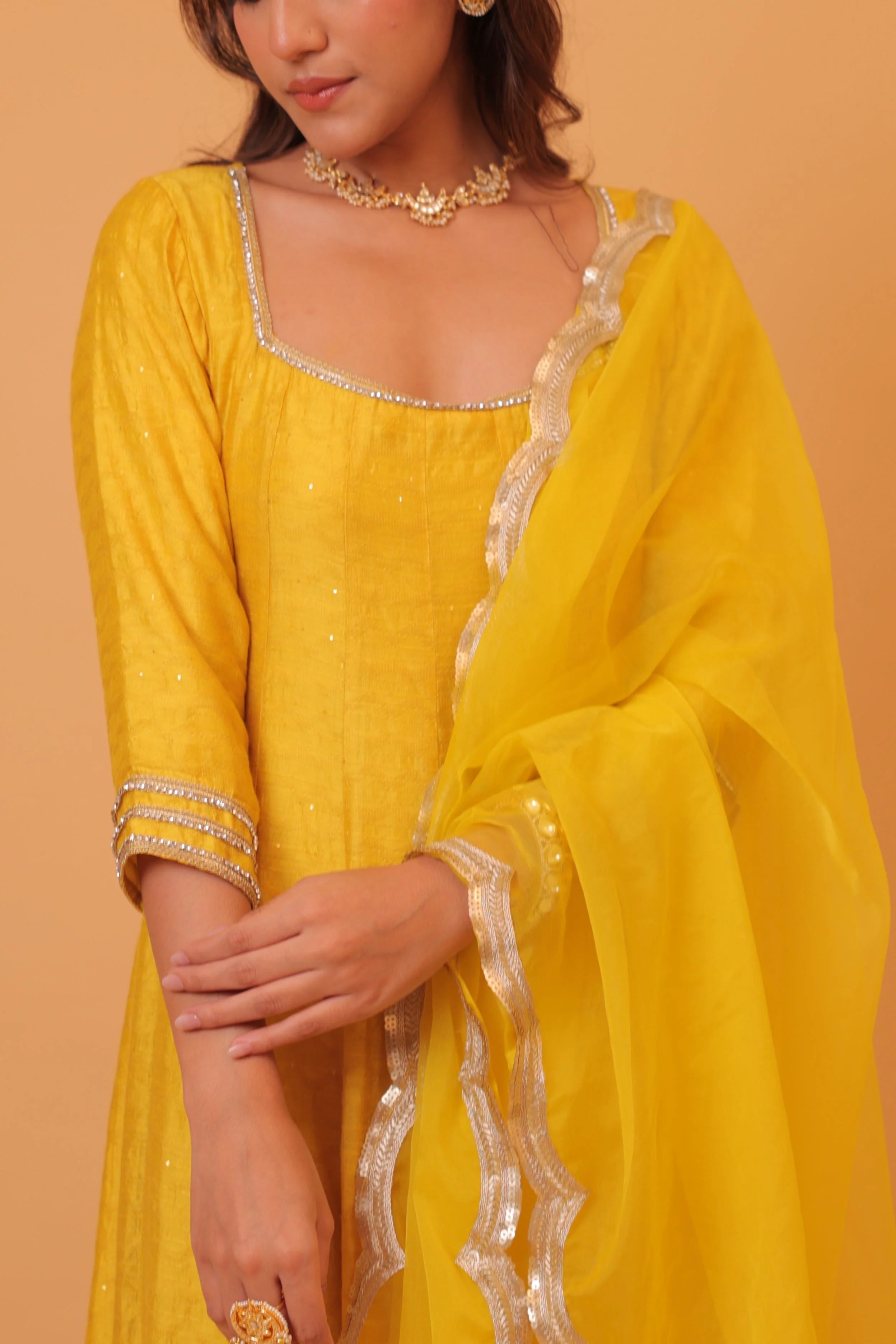 Alaya Mehfil Canary Yellow Anarkali Set - Image 2