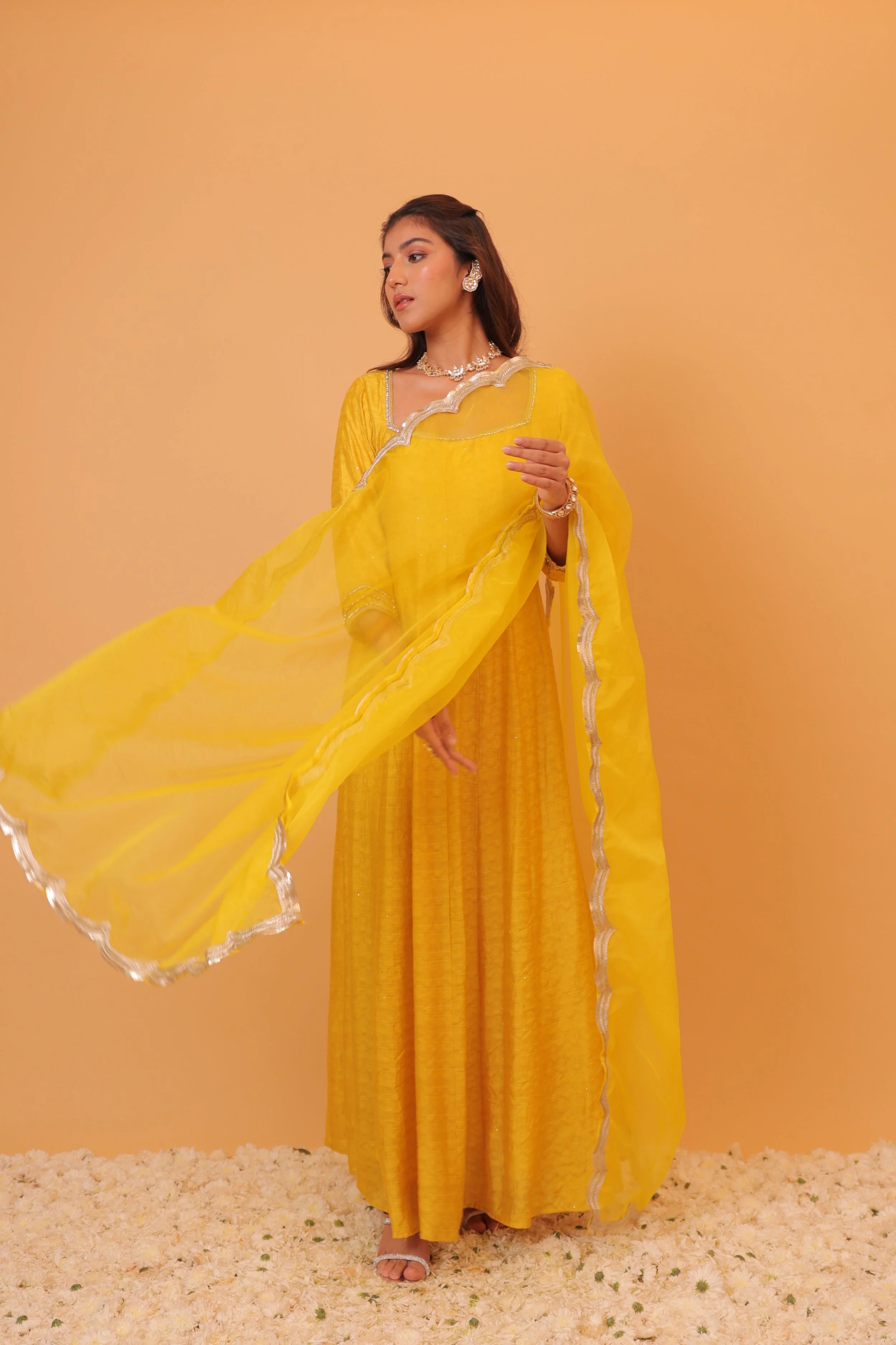 Alaya Mehfil Canary Yellow Anarkali Set - Image 3