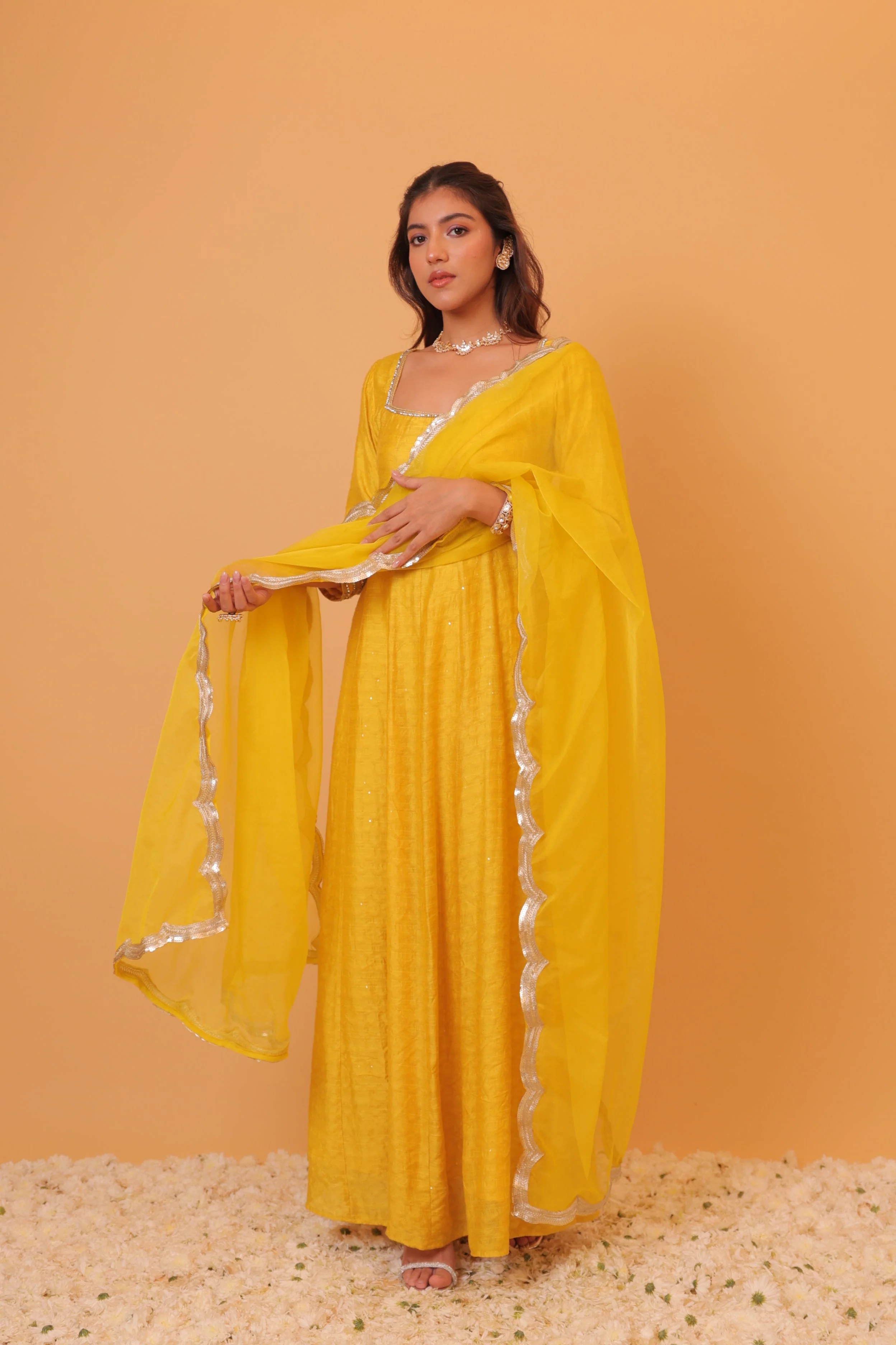 Alaya Mehfil Canary Yellow Anarkali Set - Image 4