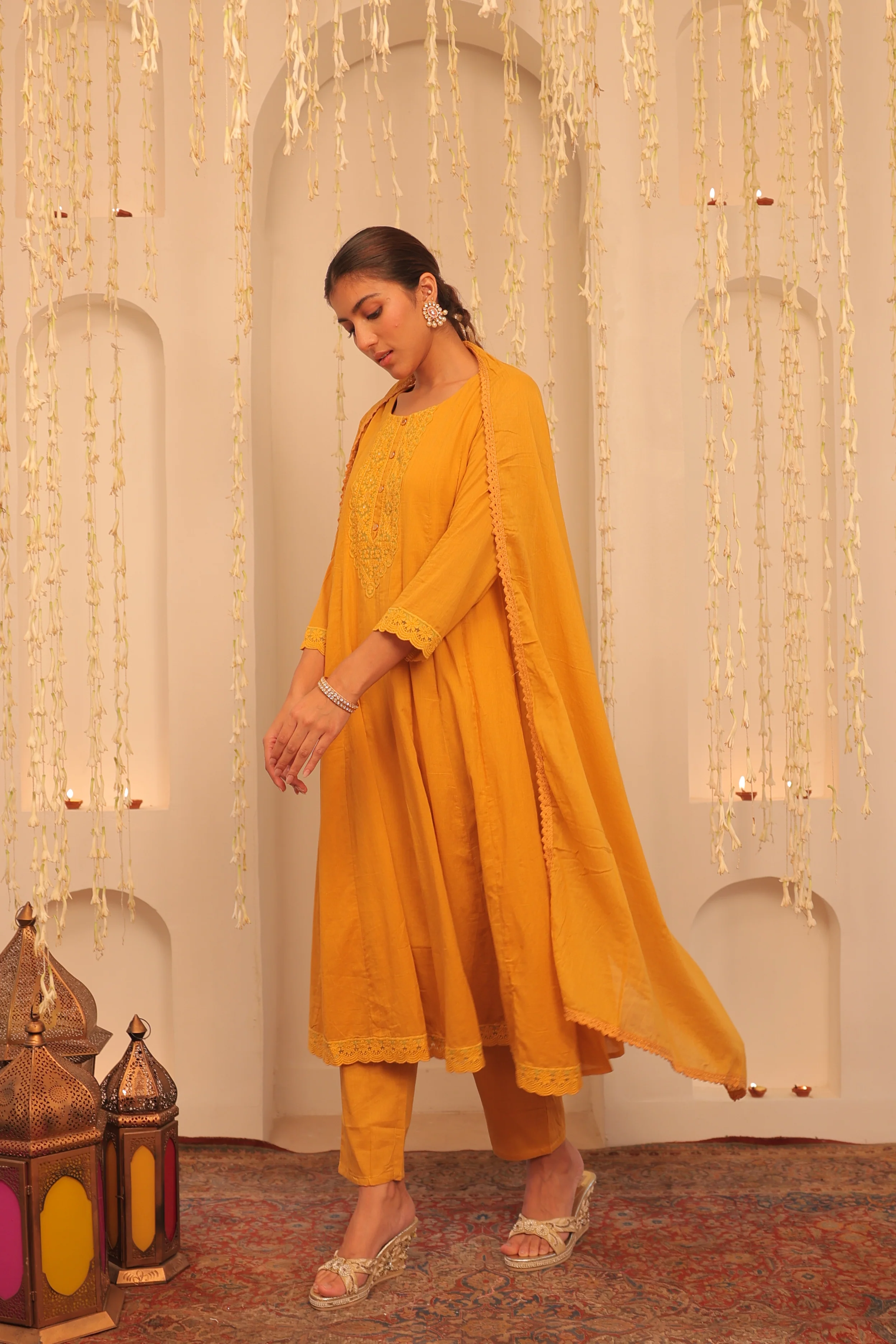 Mehfil Mustard Yellow Anarkali Set - Image 5