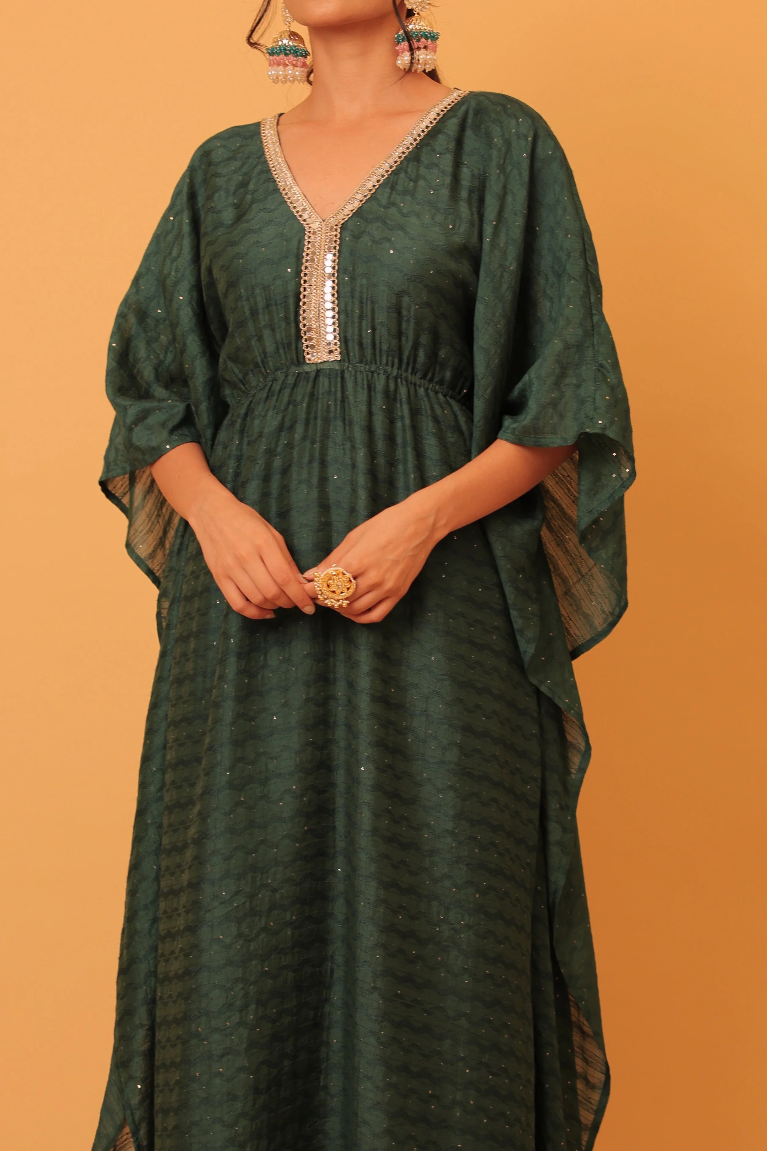 Alaya Mehfil Ruby Green Kaftan - Image 2