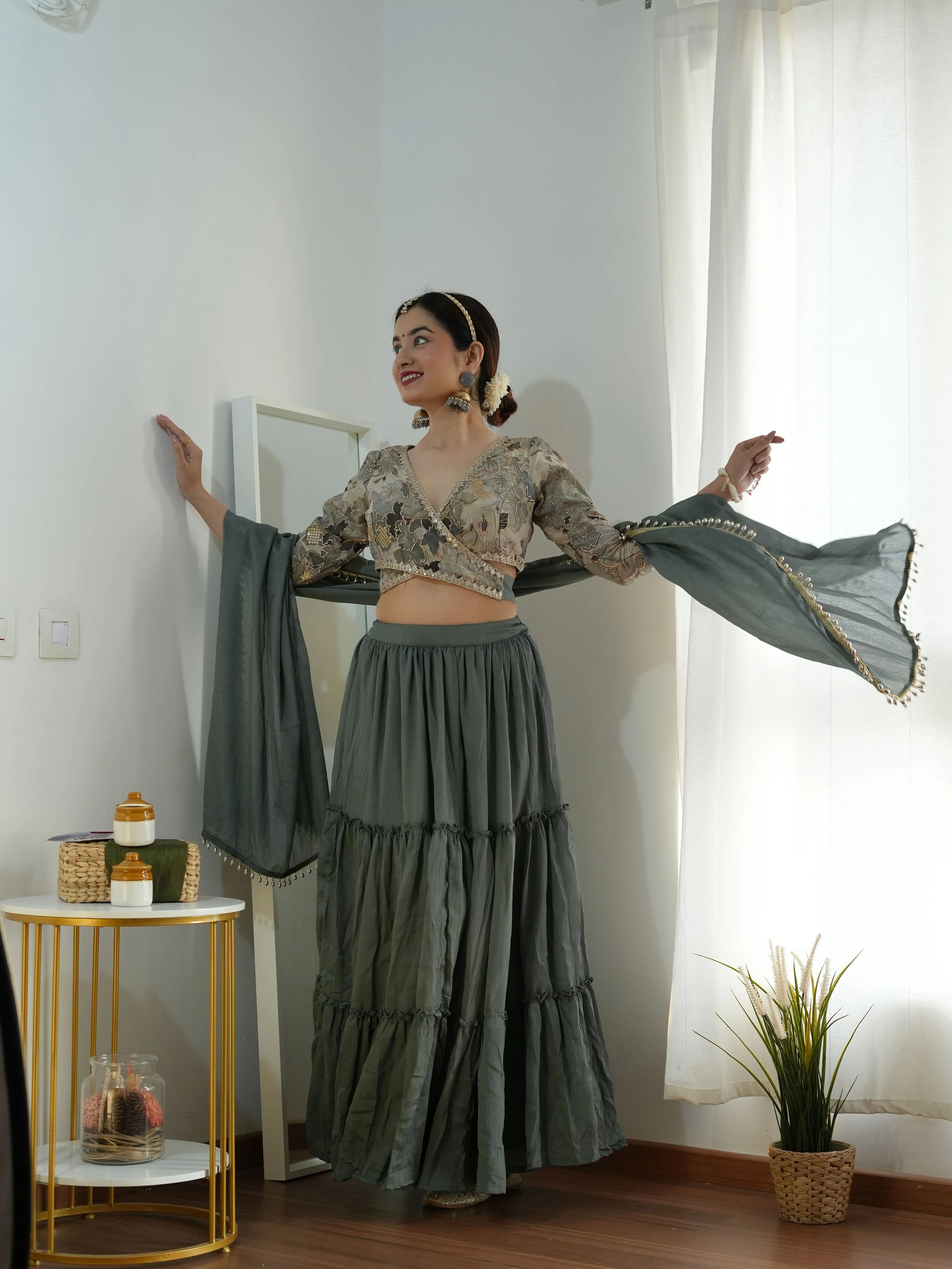 Alaya Noor Wrap Blouse Lehenga Set - Image 2
