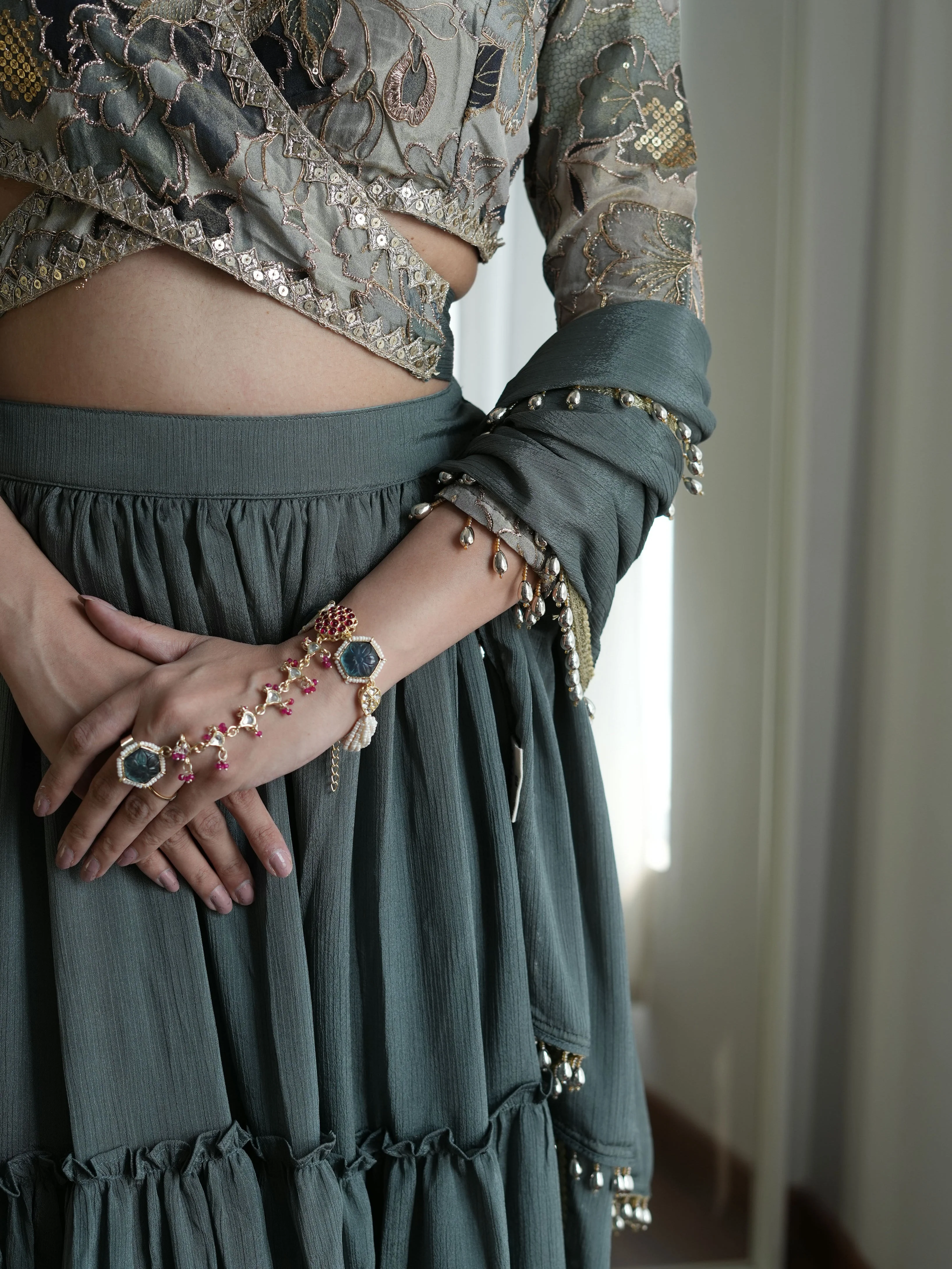 Alaya Noor Wrap Blouse Lehenga Set - Image 3