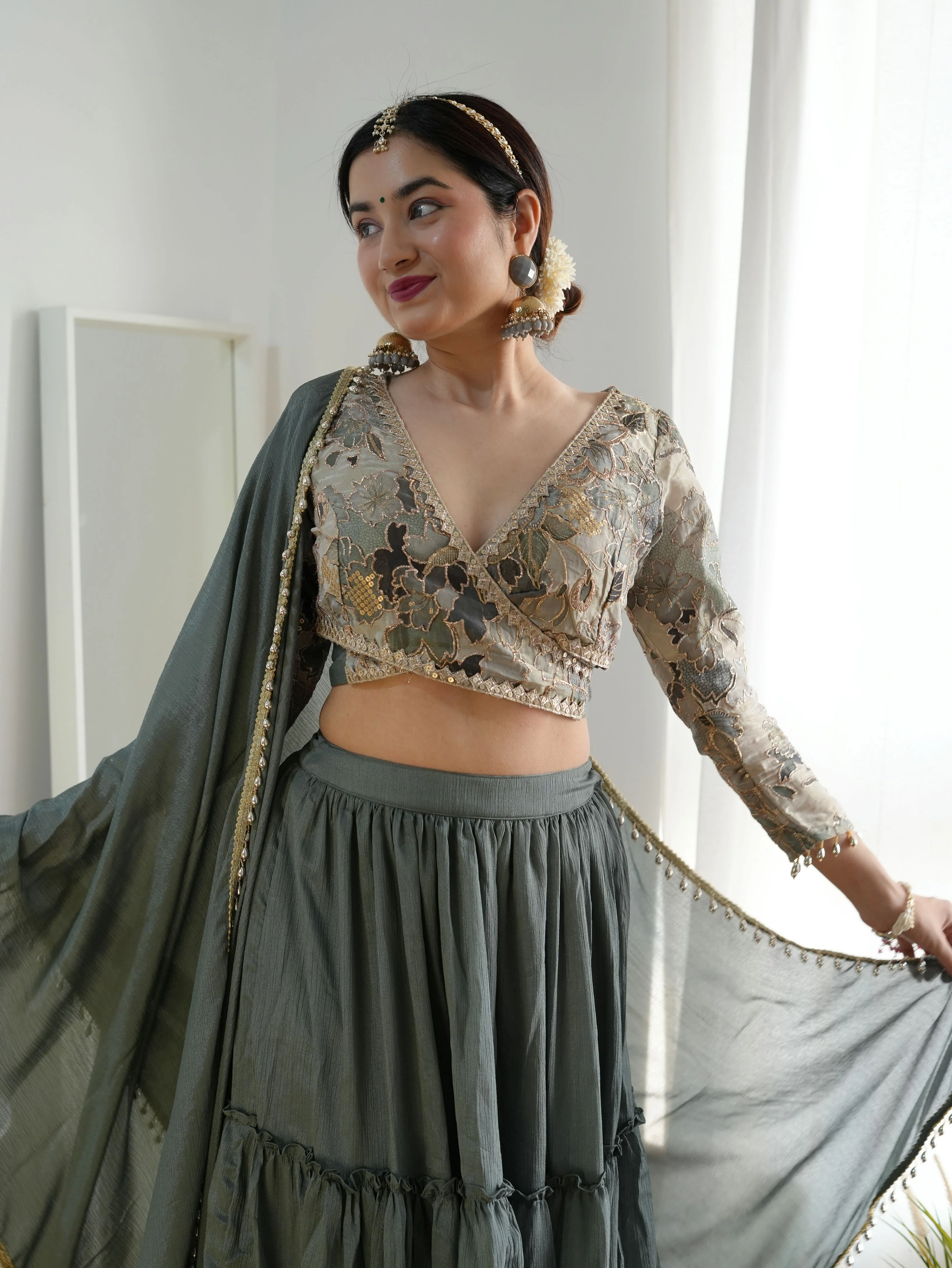 Alaya Noor Wrap Blouse Lehenga Set - Image 5