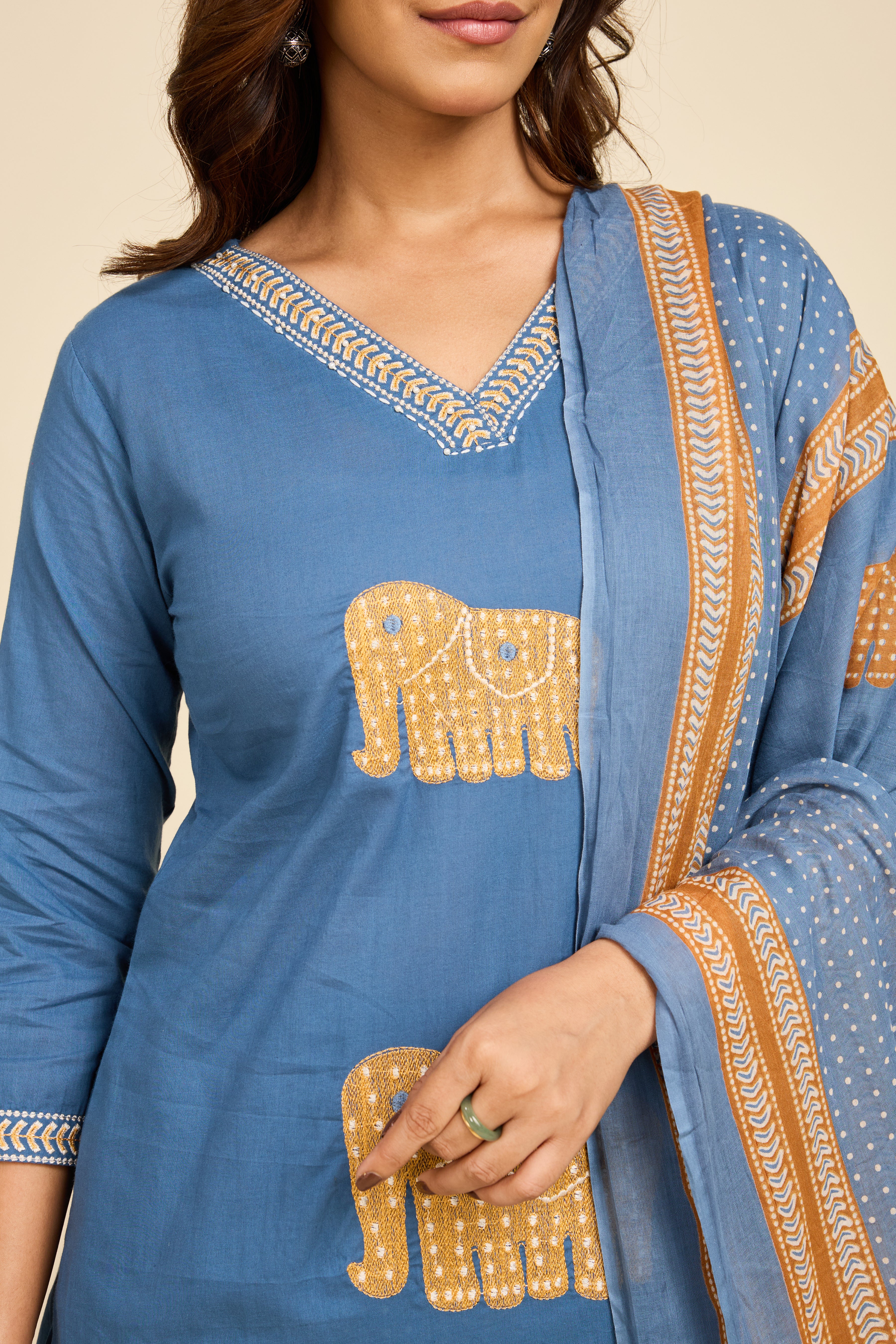 Alaya Select Azure Caravan Embroidered Kurta Set - Image 7