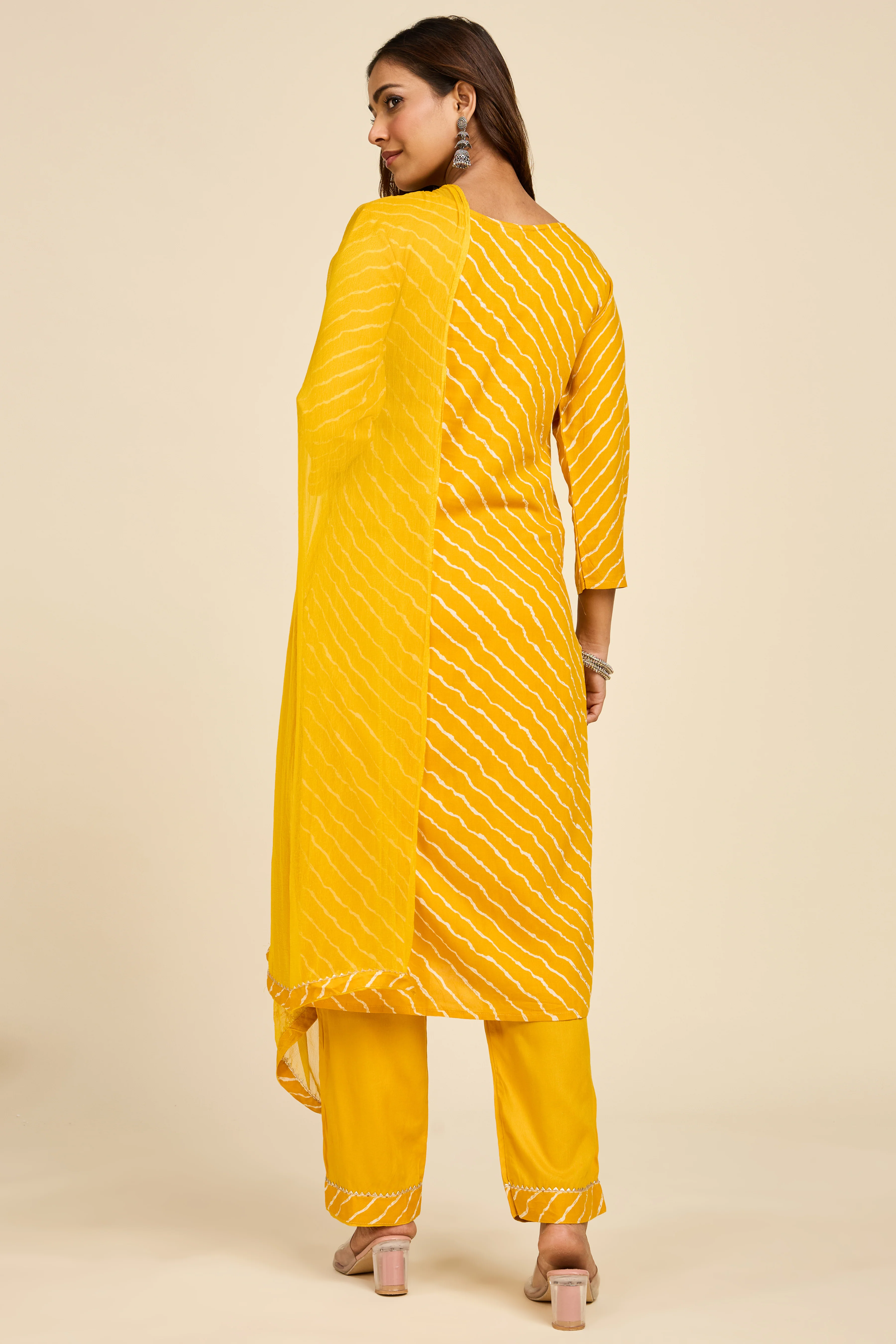Alaya Select Haldi Leheriya Kurta Set - Image 2