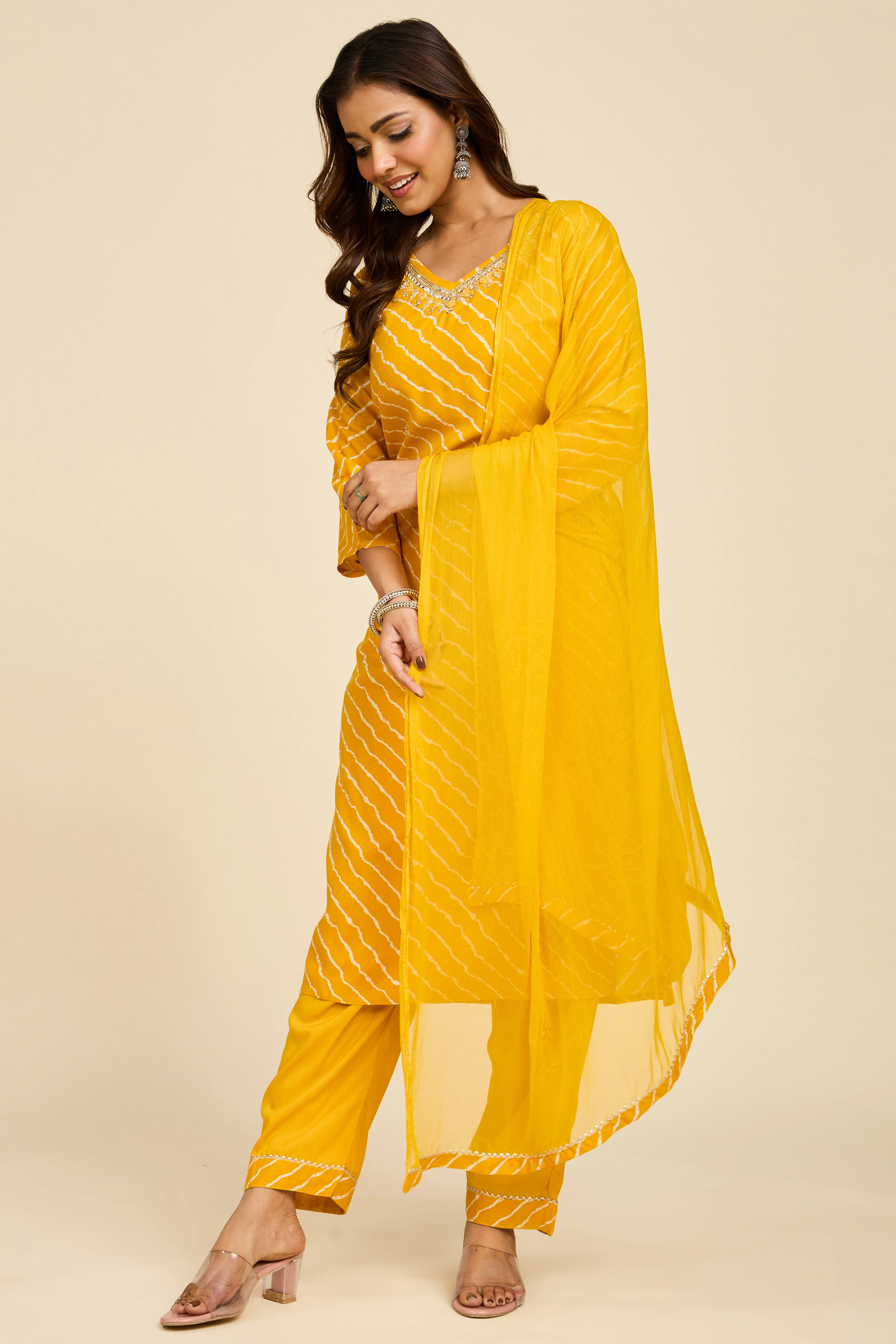 Alaya Select Haldi Leheriya Kurta Set - Image 7