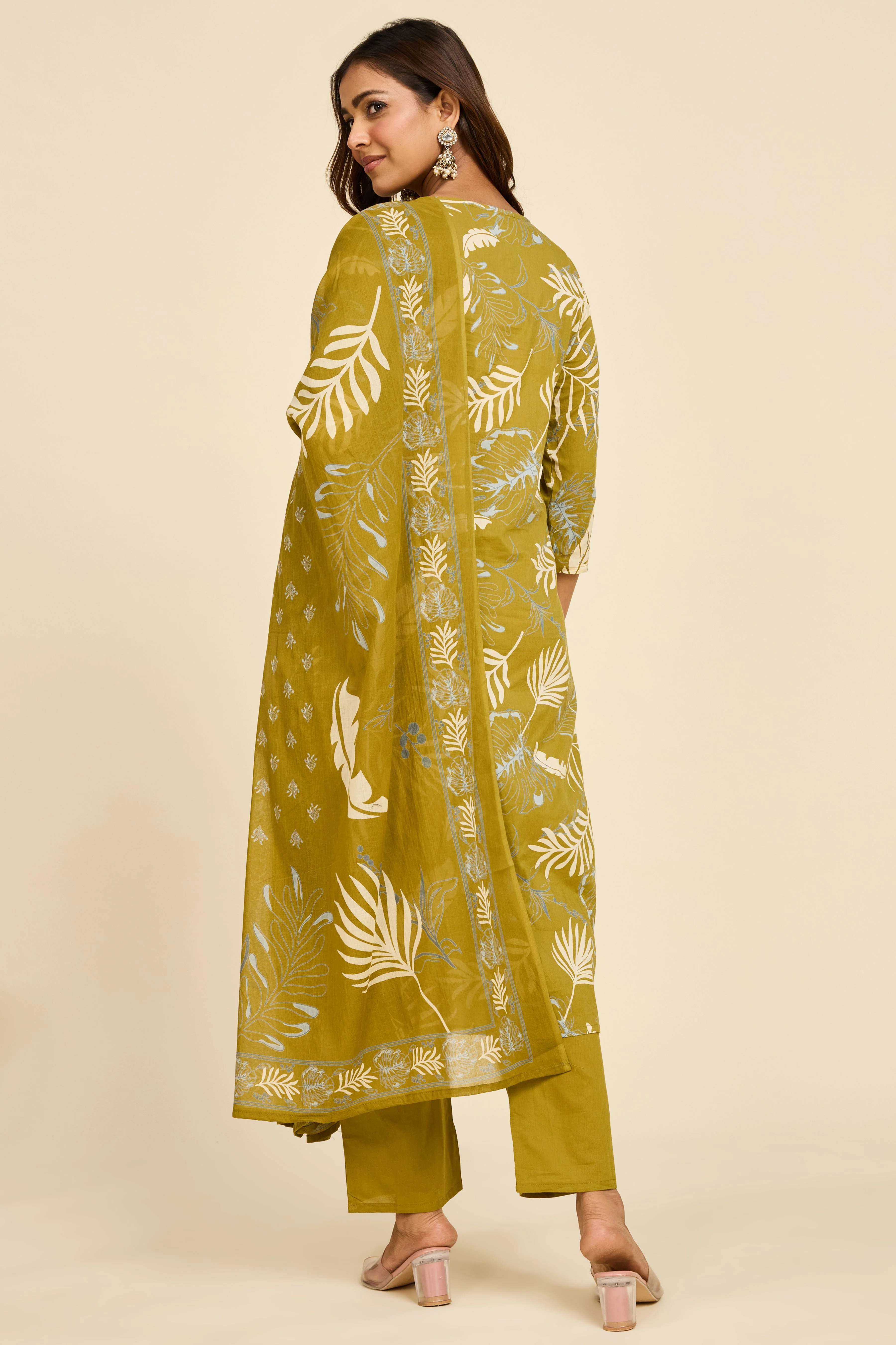 Alaya Select Olive Cotton Kurta Set - Image 2