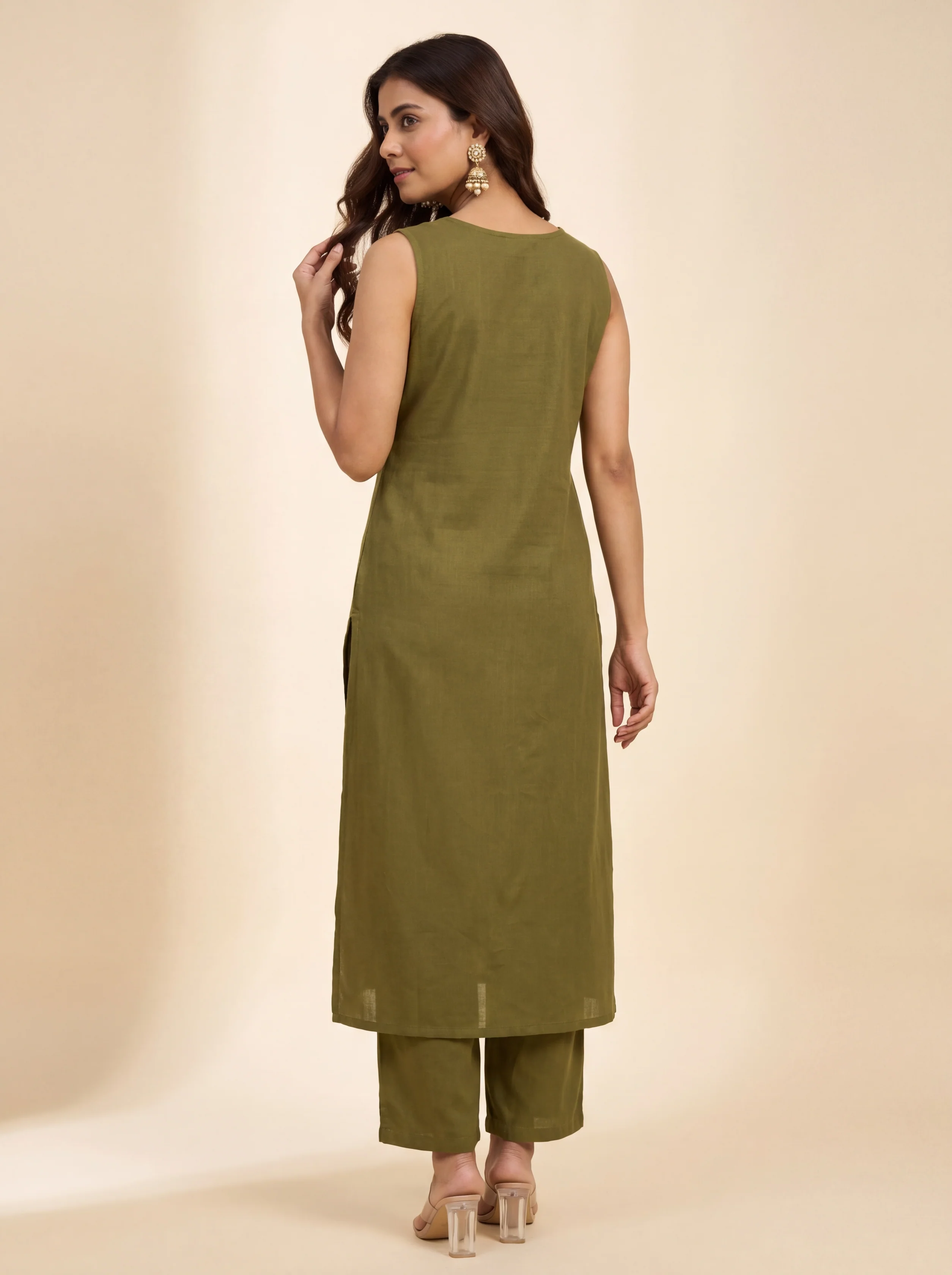 Alaya Select Olive Petal Collar Kurta Set - Image 4