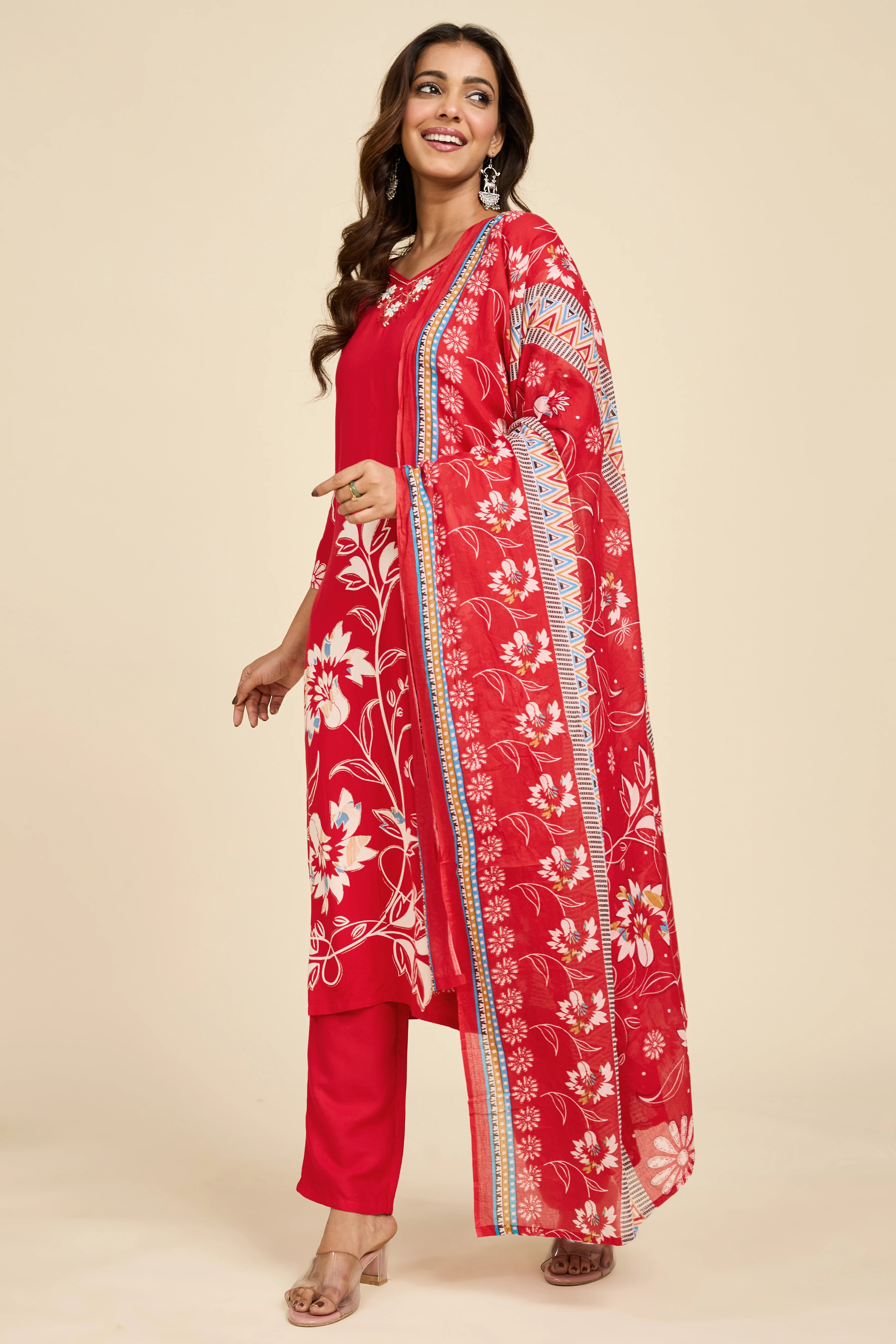 Alaya Select Scarlet Cotton Kurta Set - Image 3