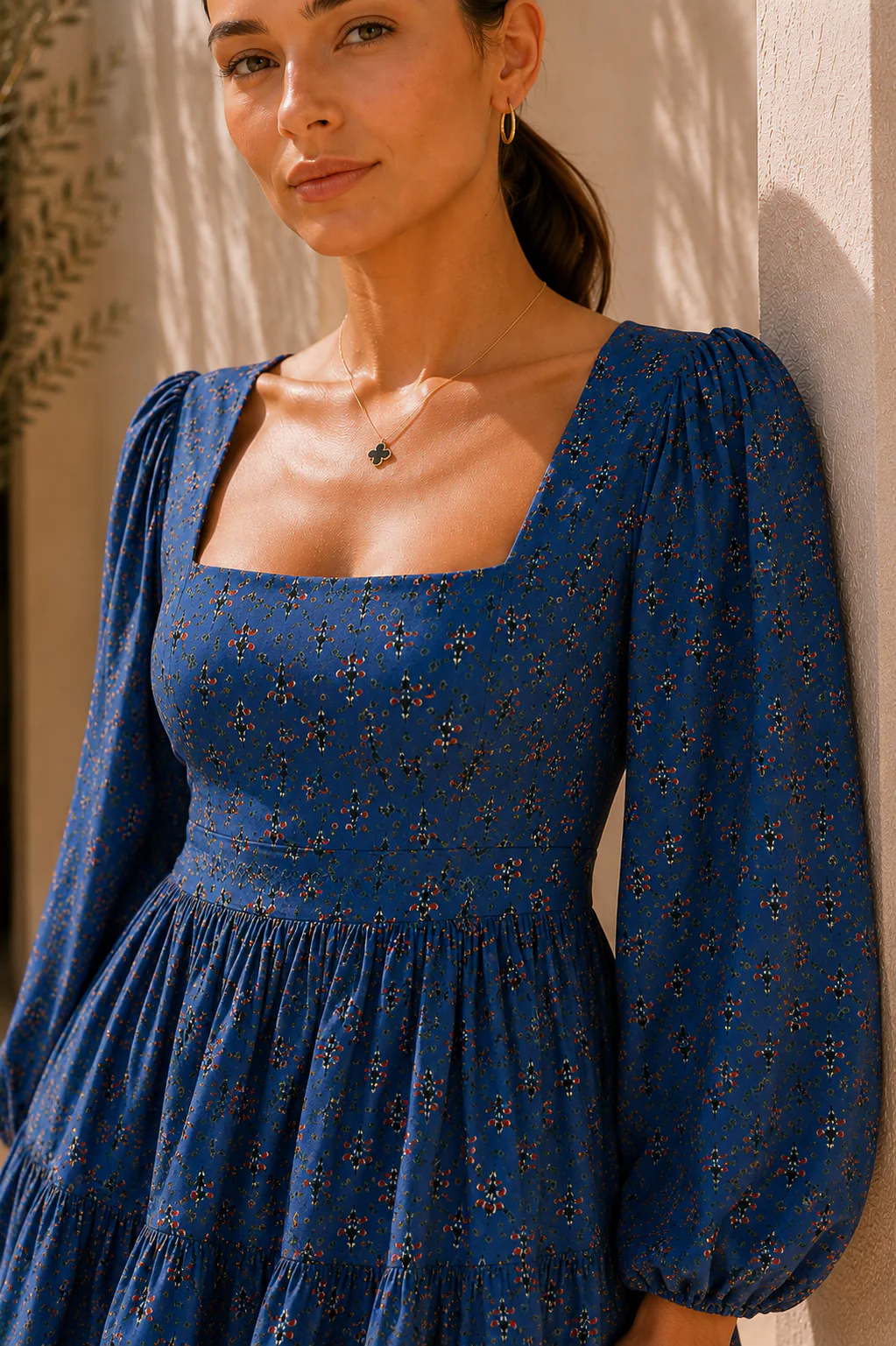 Amalfi Blue Ditsy Floral Short Dress - Image 3
