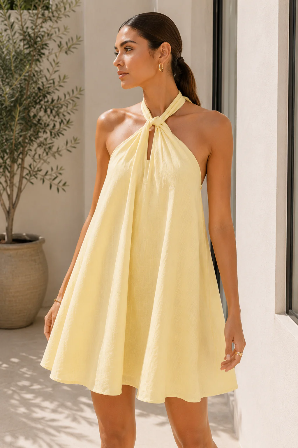 Amalfi Butter Yellow Halter Short Dress