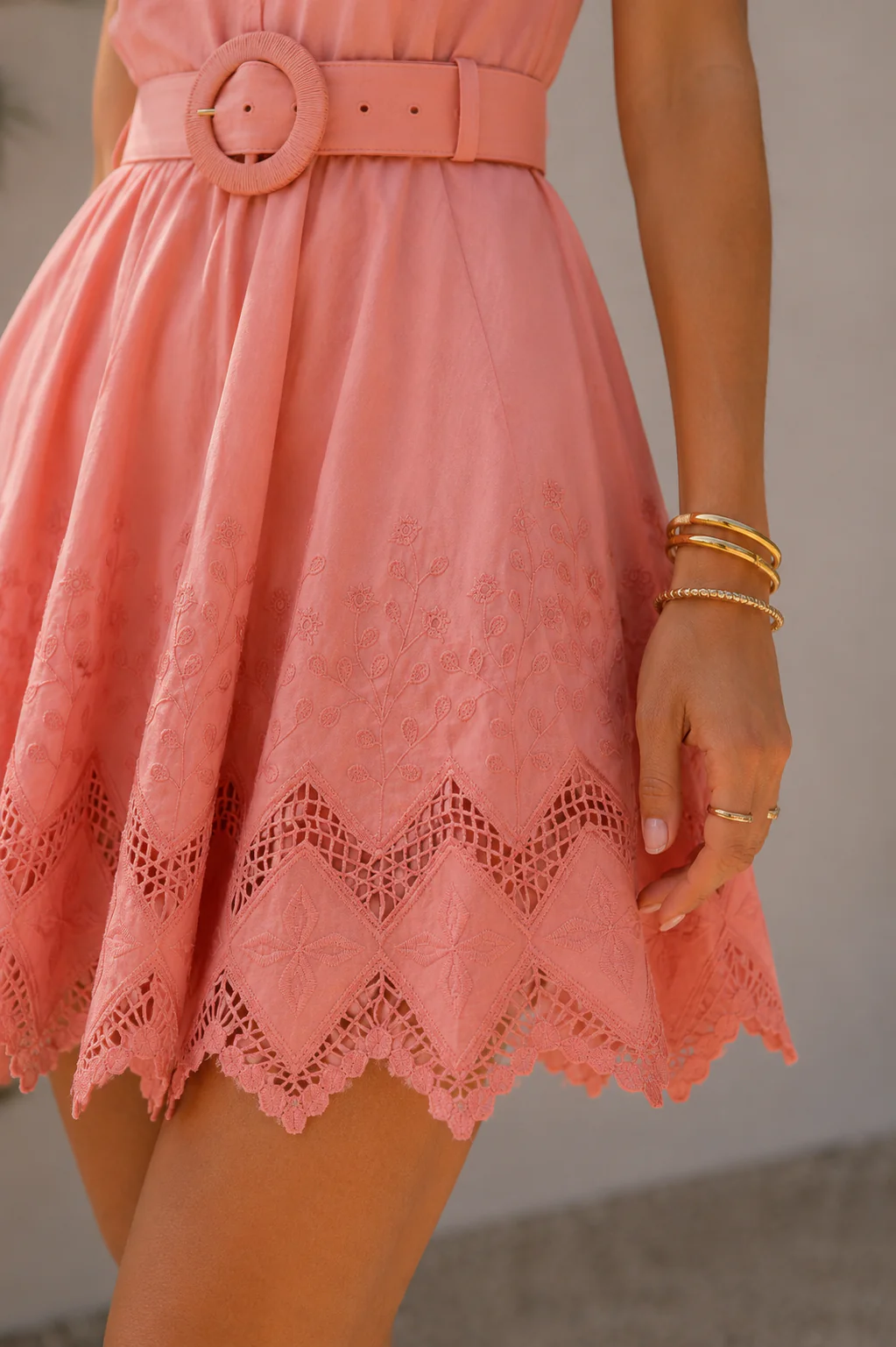 Amalfi Coral Pink Belted Short Dress - Image 2