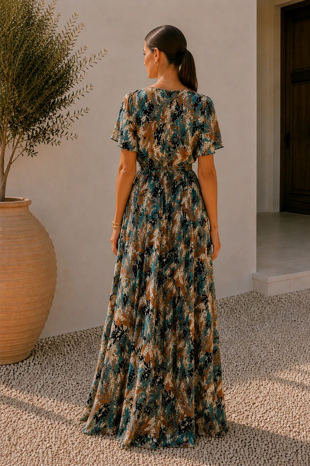 Amalfi Forest Flared Maxi Dress - Image 2