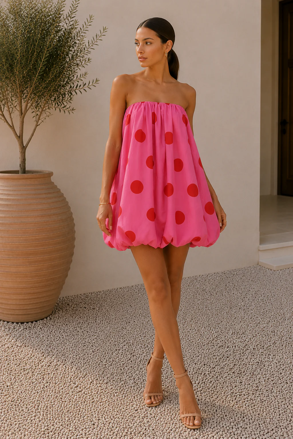 Amalfi Polka Bubble Short Dress - Image 4