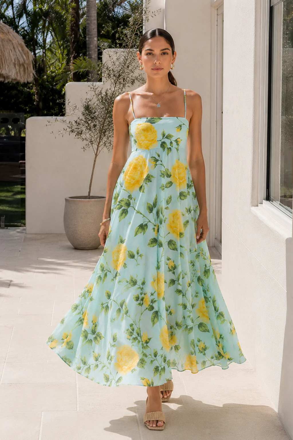 Amalfi Yellow Floral Maxi Dress - Image 2
