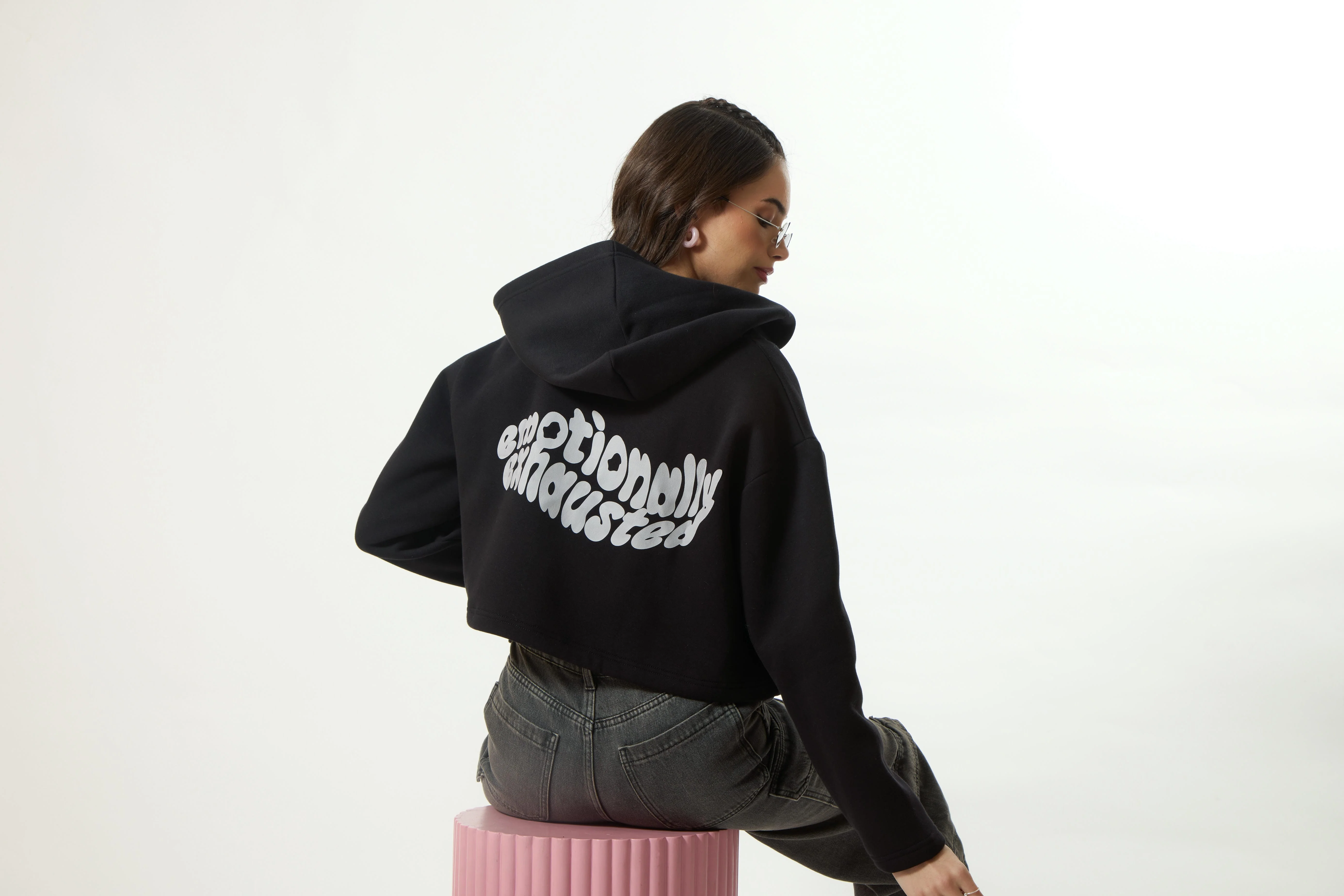 “EMOTIONALLY EXHAUSTED” Crop Hoodie - Image 8