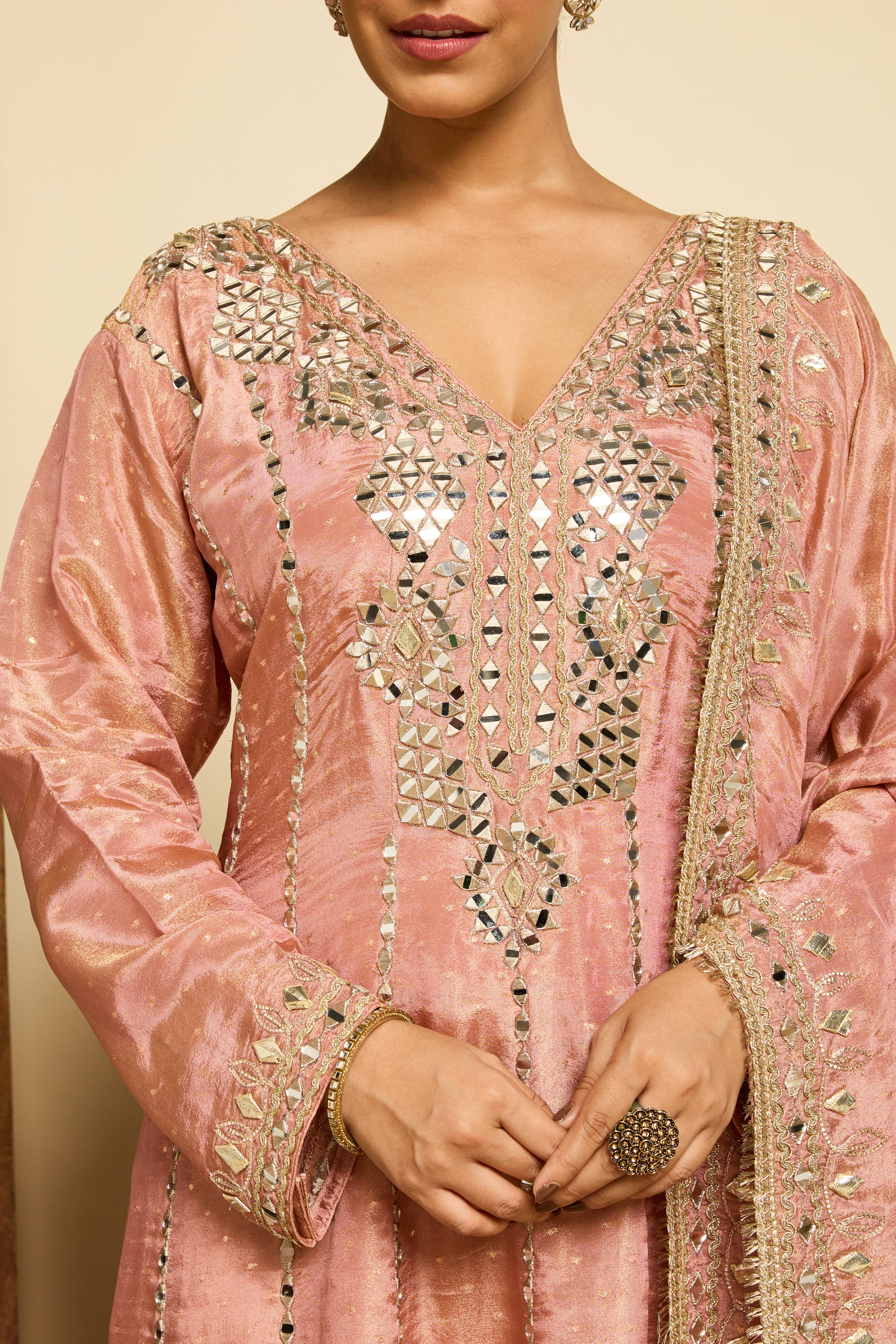 Malang Antique Rose Mirror Anarkali Set - Image 3