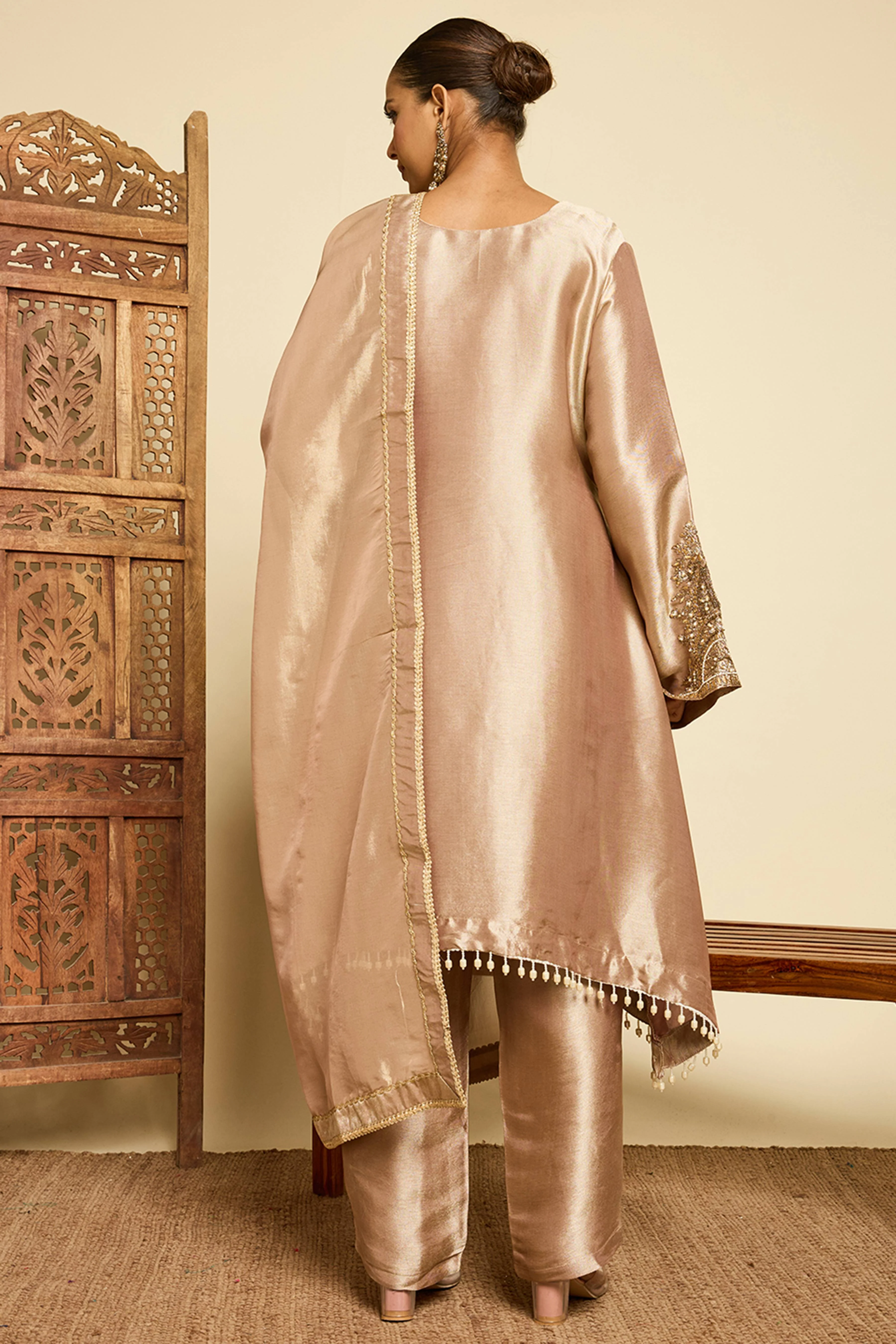 Malang Bronze Silk Sharara Set - Image 7