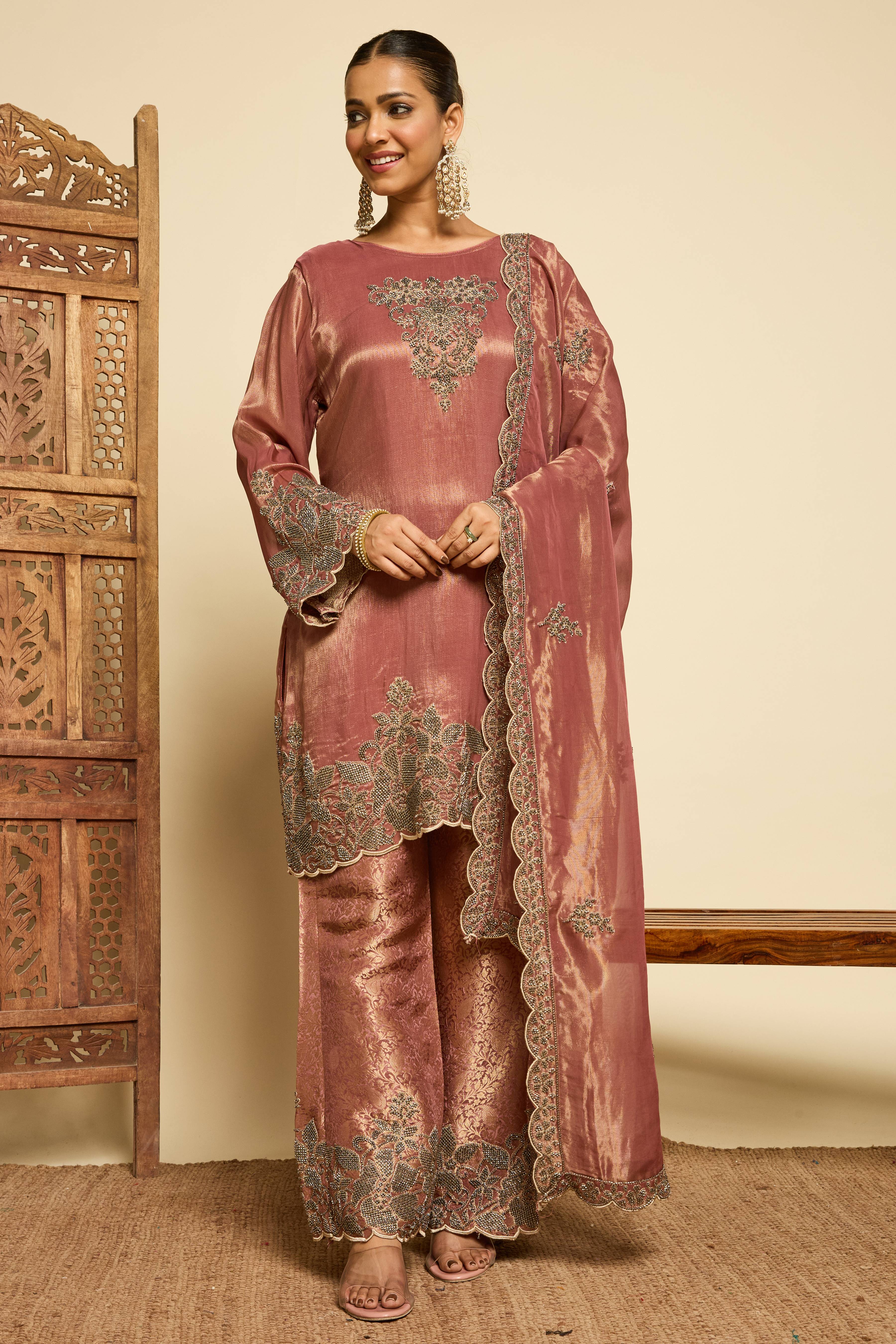 Malang Old Rose Sharara Set - Image 2