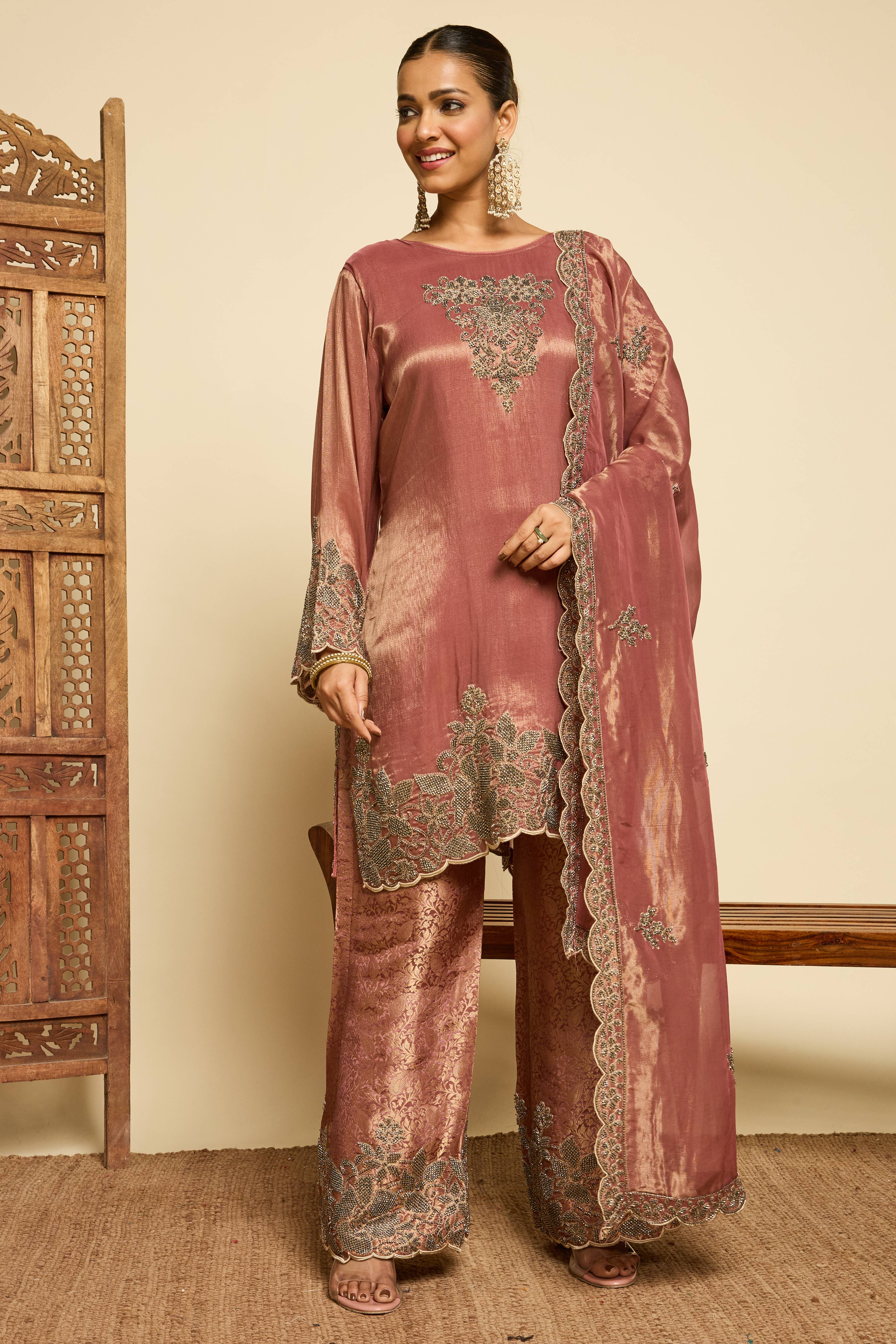 Malang Old Rose Sharara Set - Image 4