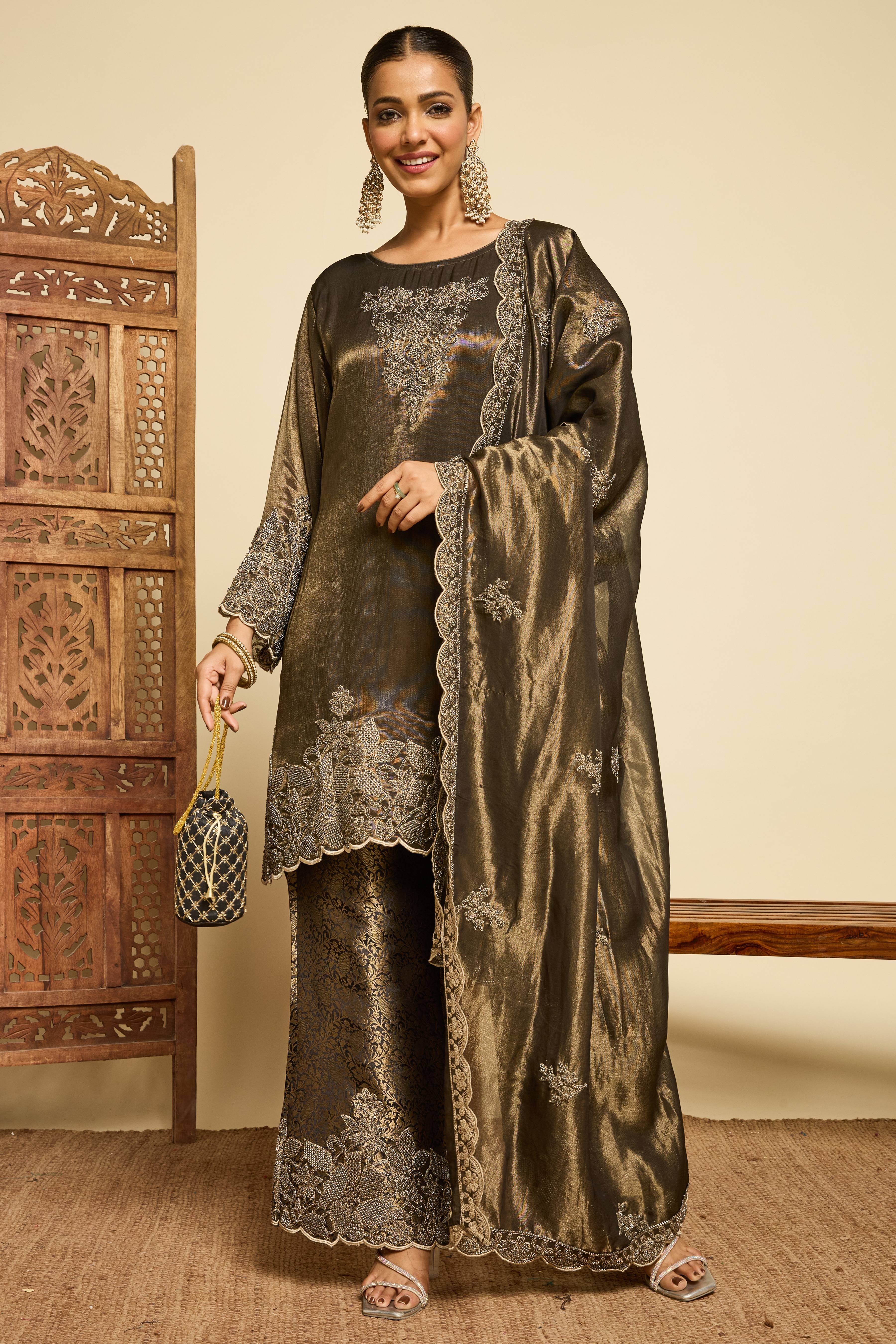 Malang Olive Dusk Sharara Set - Image 2