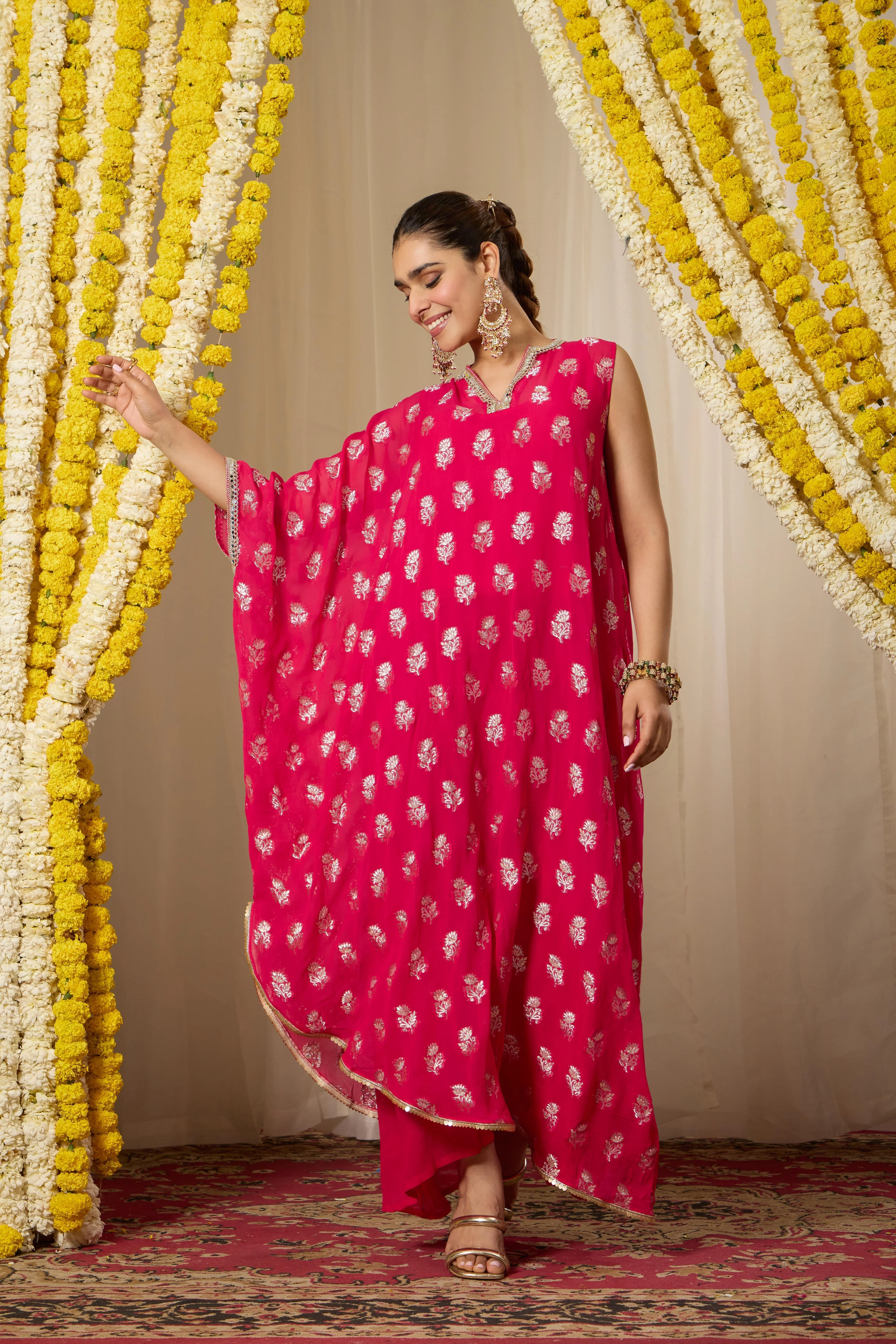 Malang Rich Fuchsia Pink Kaftan - Image 2