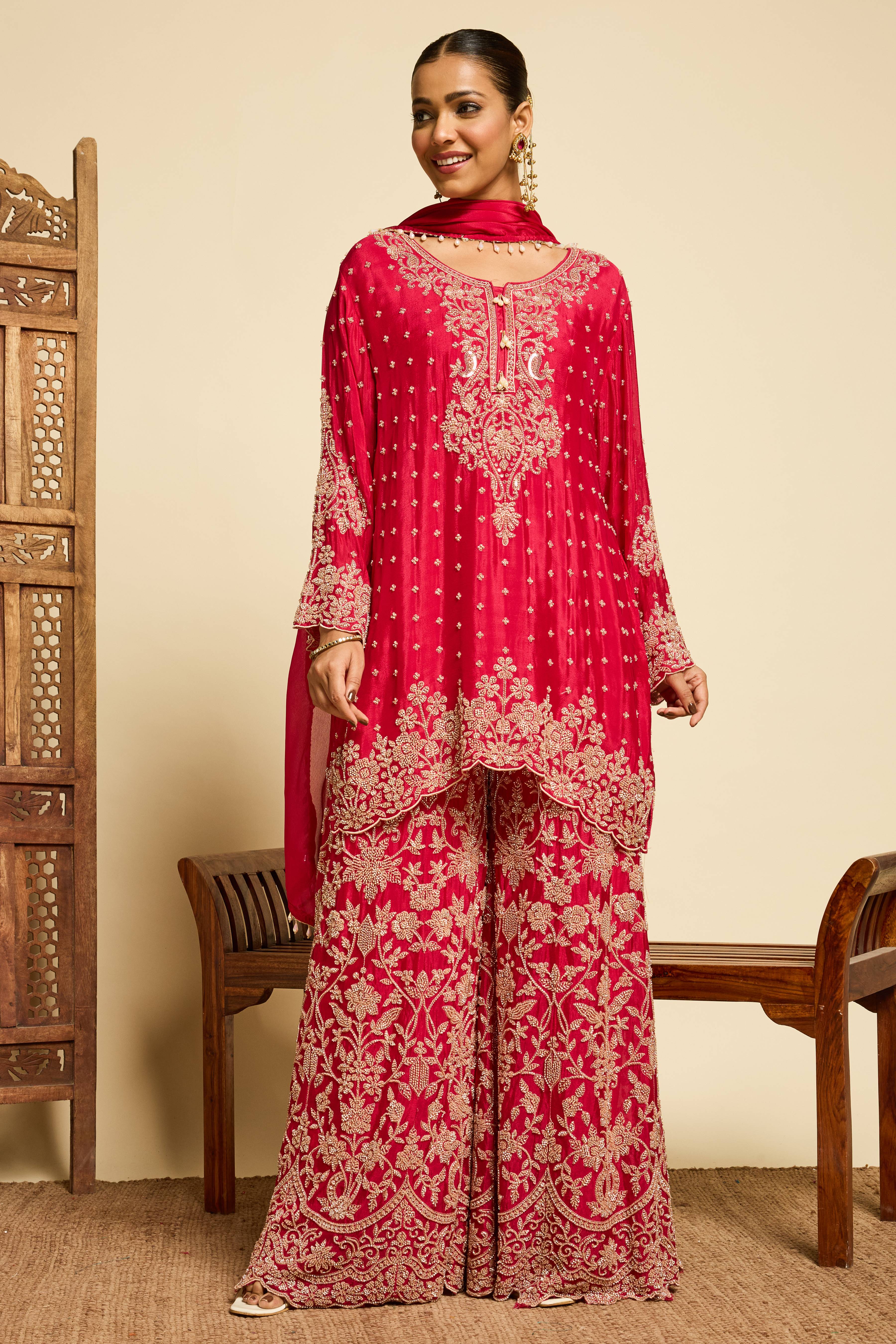 Malang Royal Crimson Sharara Set - Image 4
