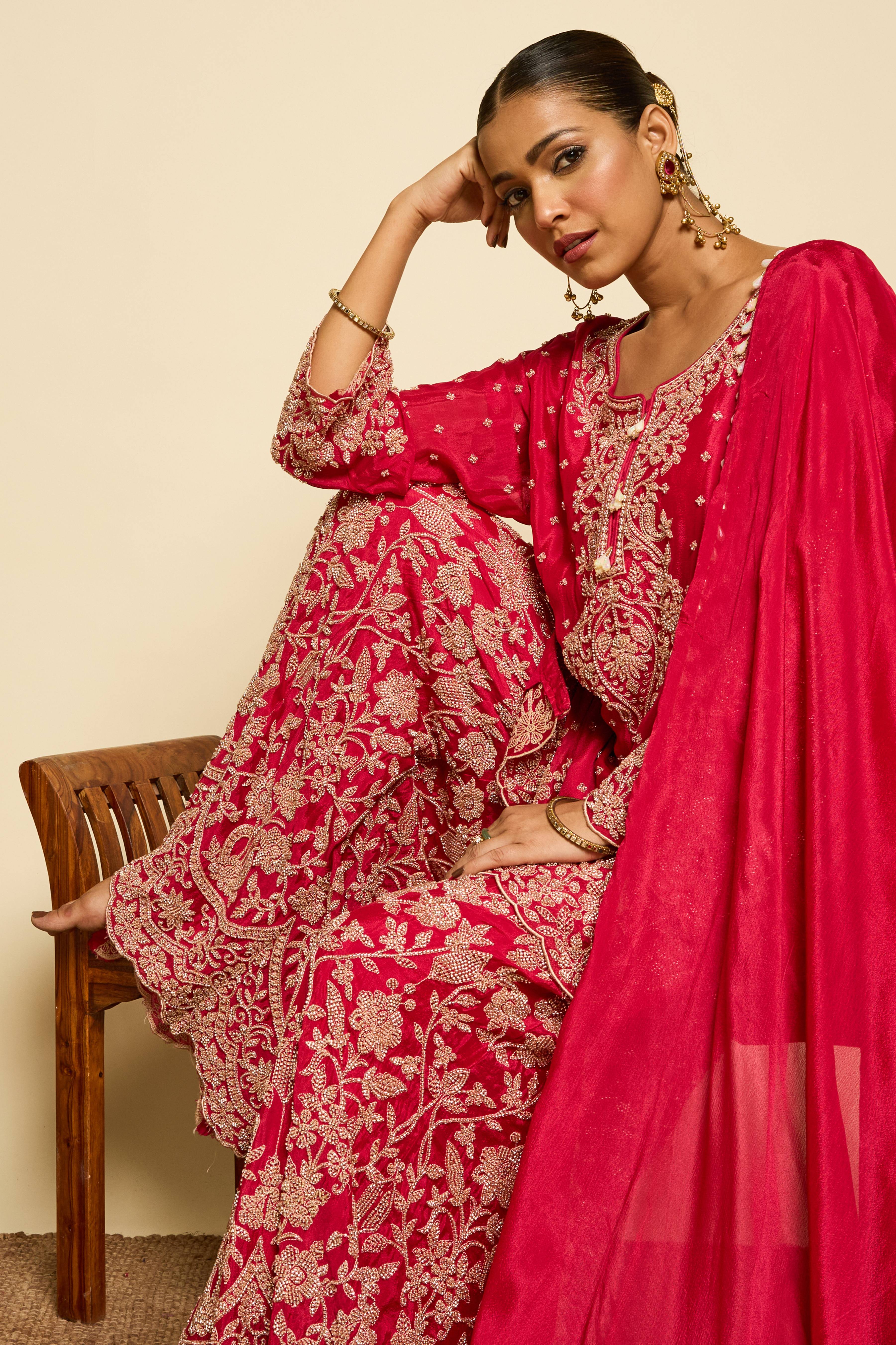 Malang Royal Crimson Sharara Set - Image 8