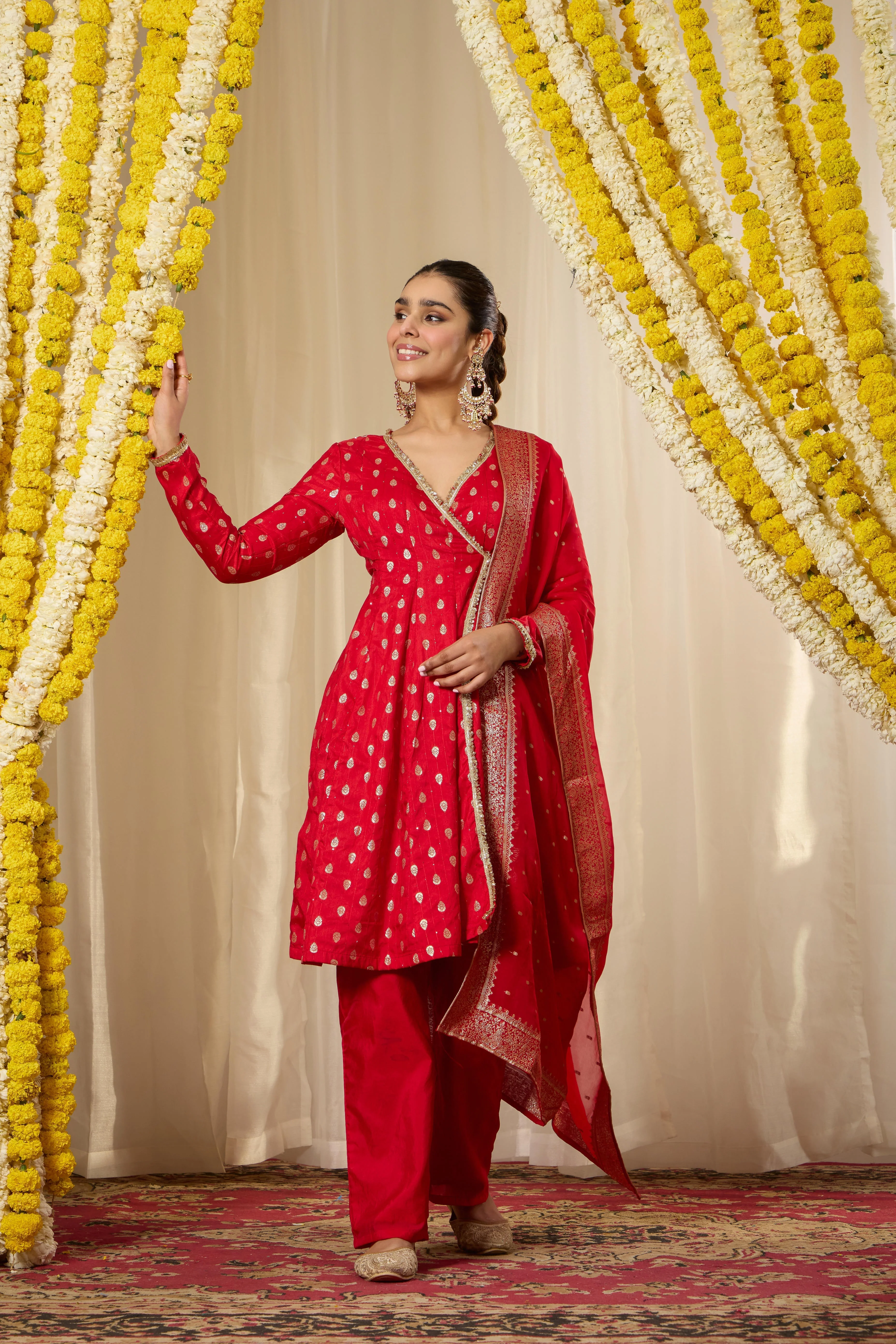 Malang Shahi Red Angrakha Anarkali Set - Image 2