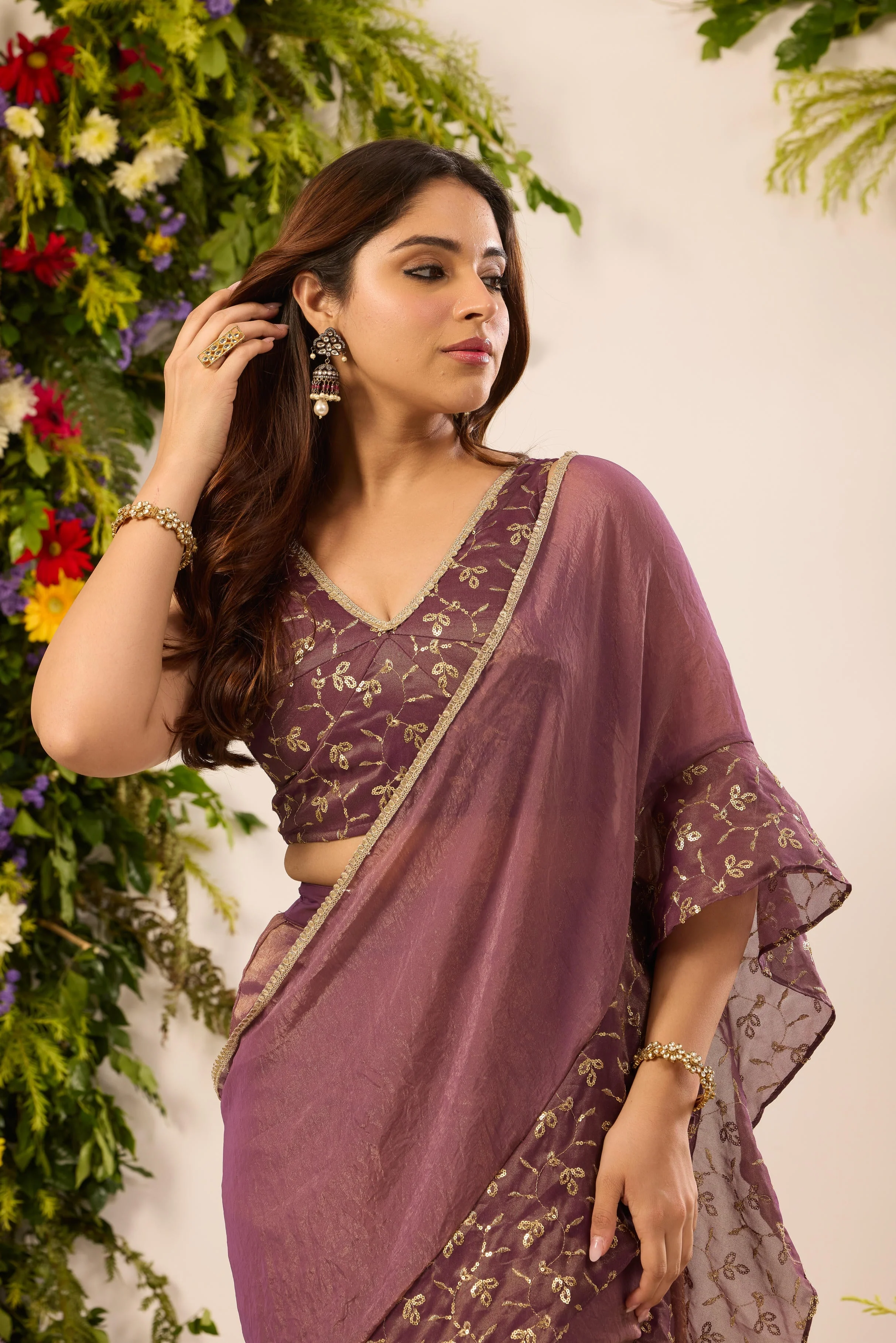 Mastaani Berry Bloom Saree Set - Image 6