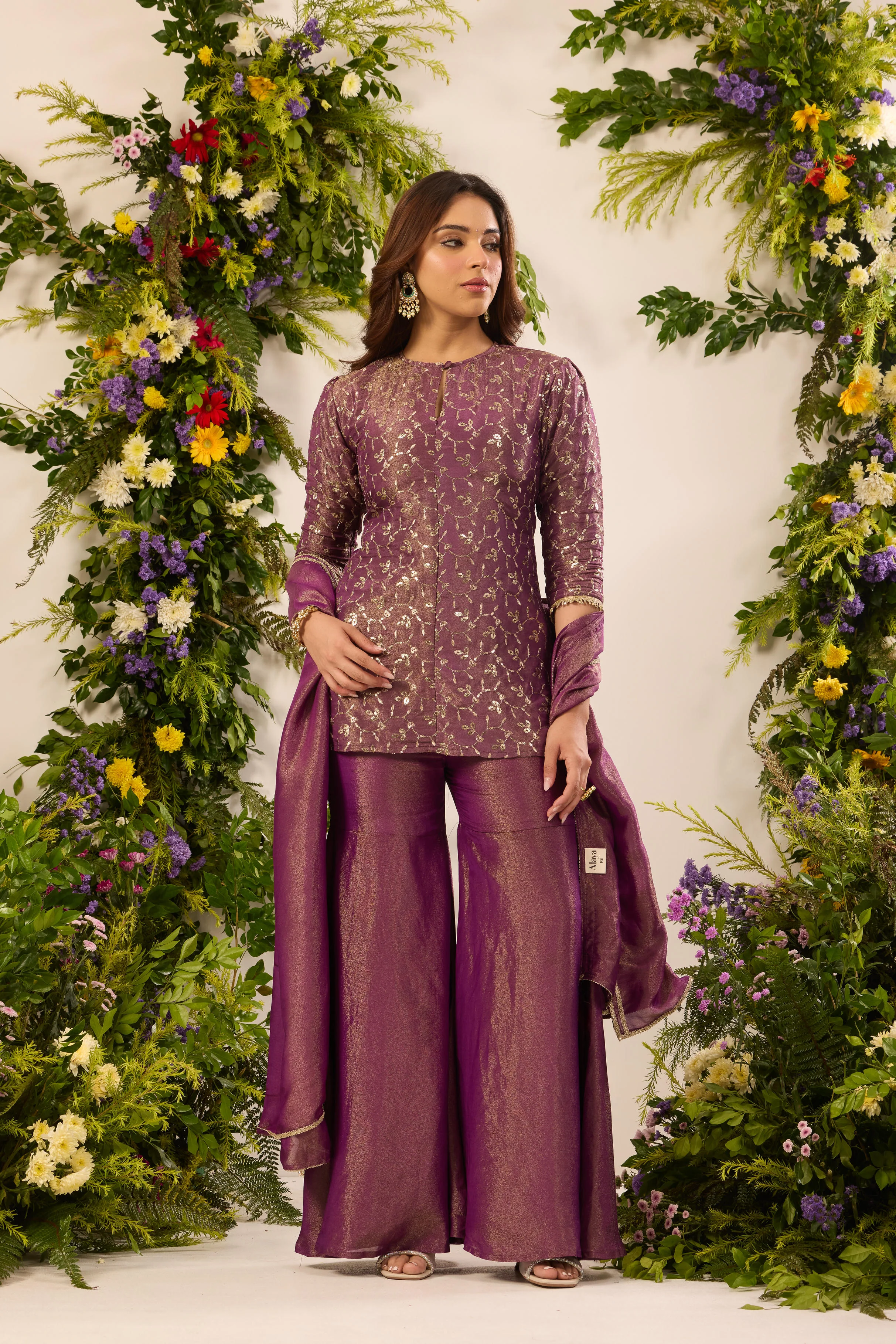 Mastaani Berry Shine Sharara Set - Image 5