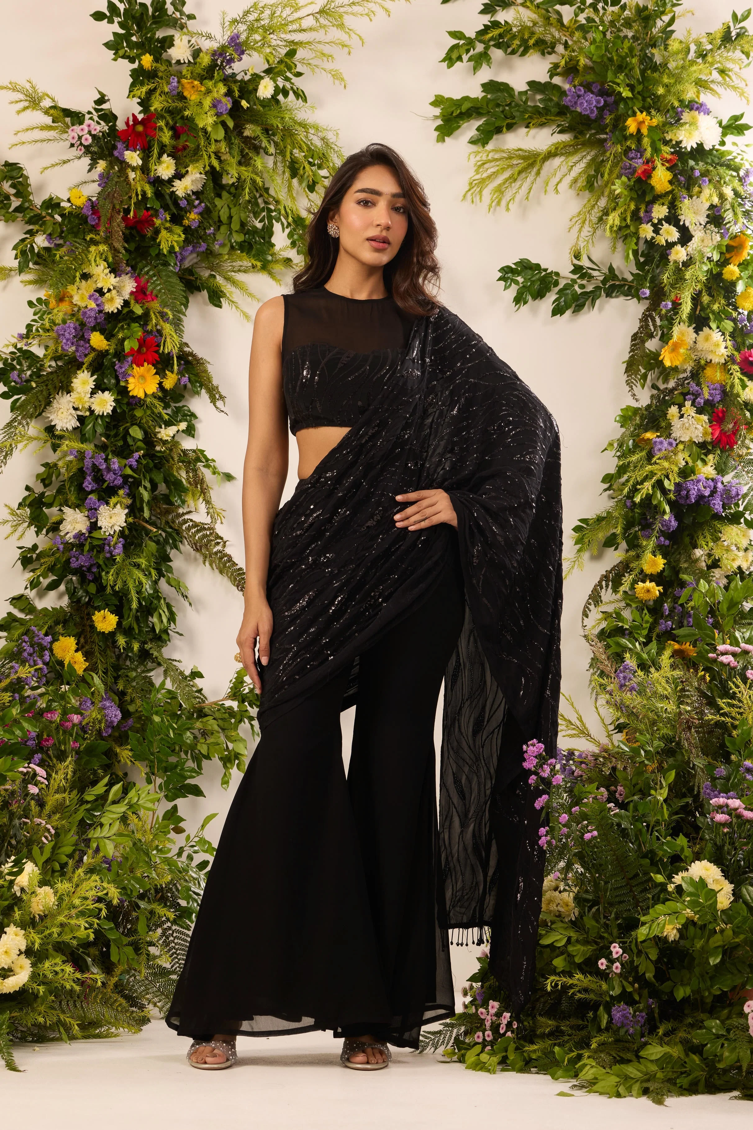 Mastaani Black Aurora Pre Draped Saree Set - Image 2