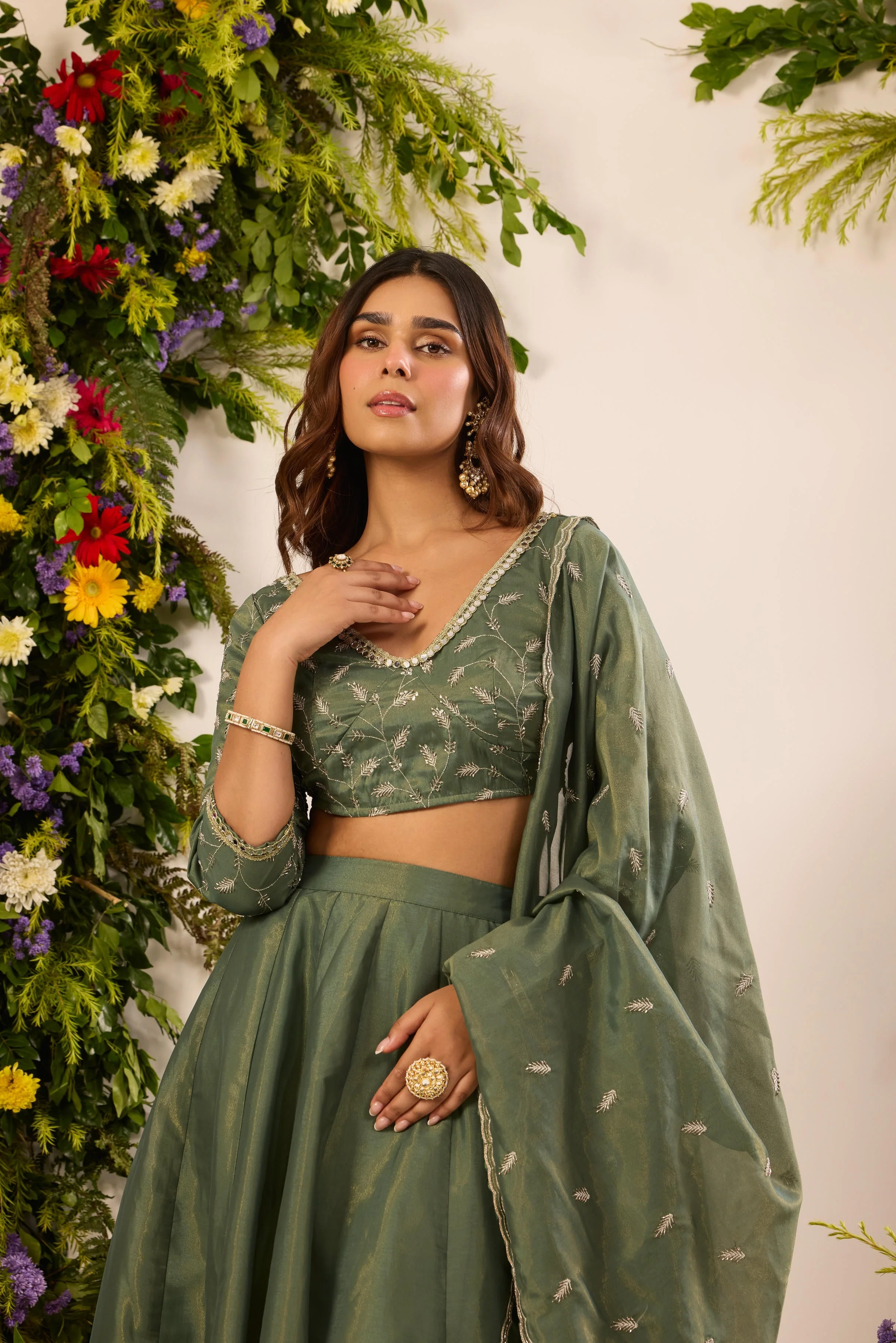 Mastaani Fern Green Lehenga Set - Image 6