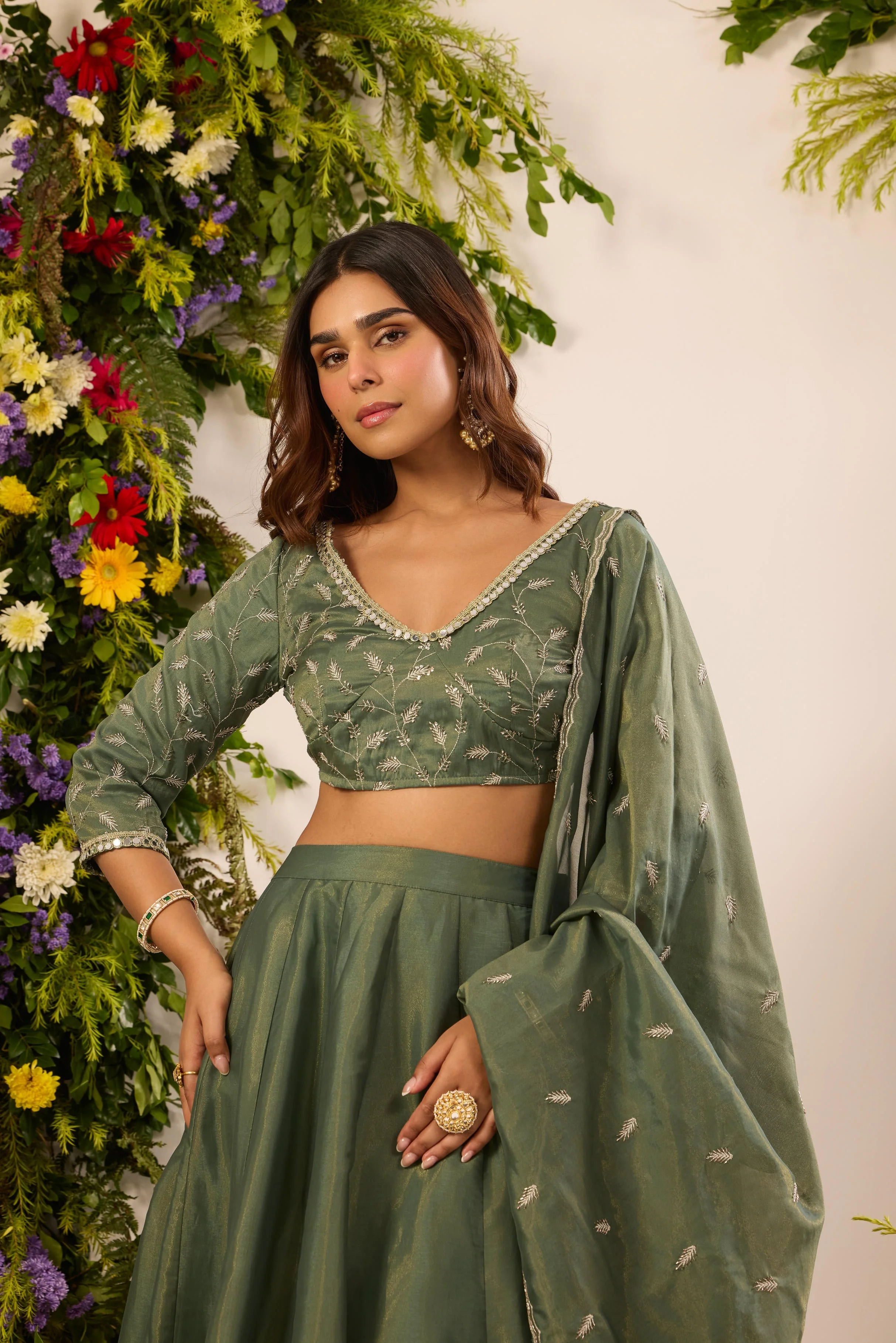 Mastaani Fern Green Lehenga Set - Image 7