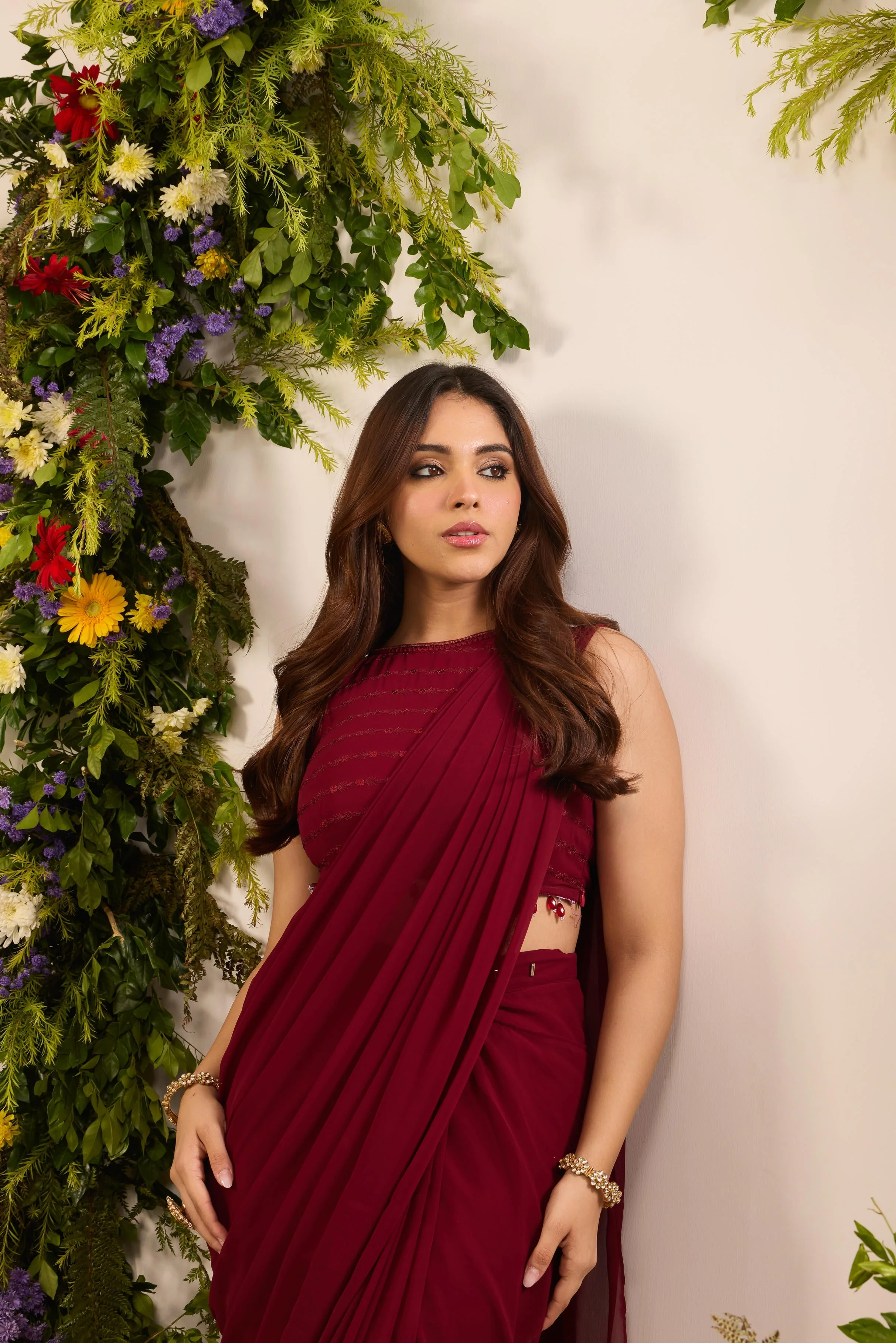 Mastaani Ruby Drape Saree Set - Image 6