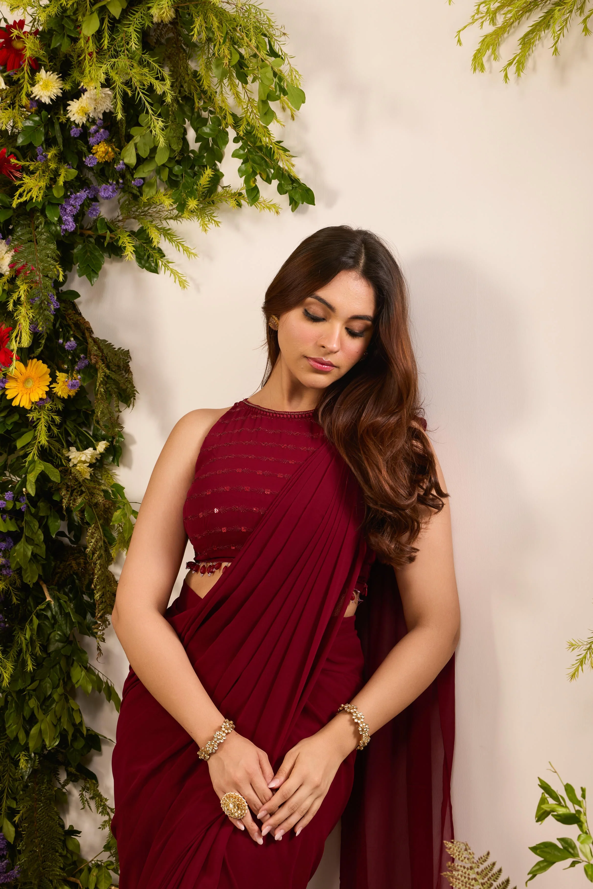 Mastaani Ruby Drape Saree Set - Image 7