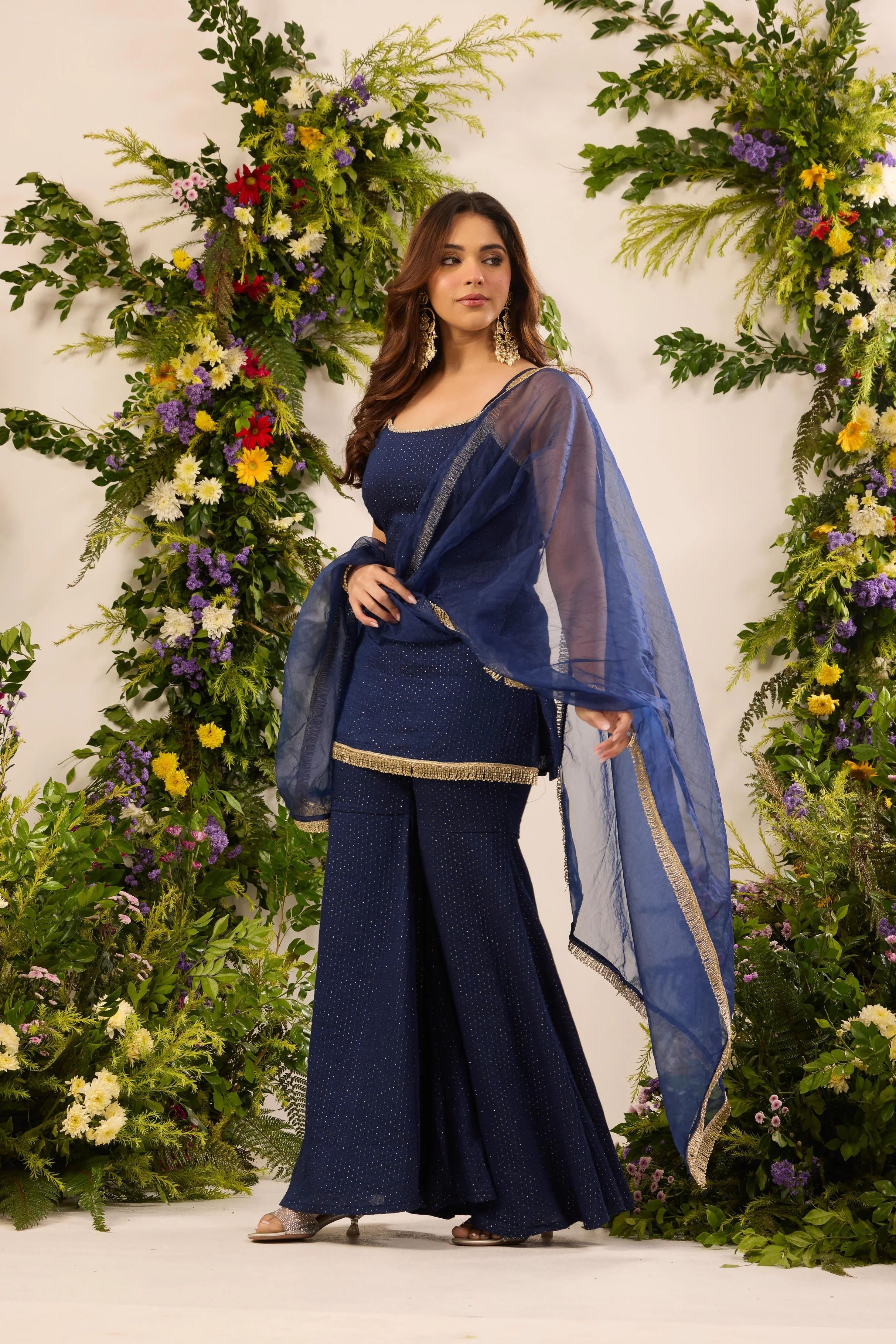 Mastaani Starlit Navy Sharara Set - Image 2