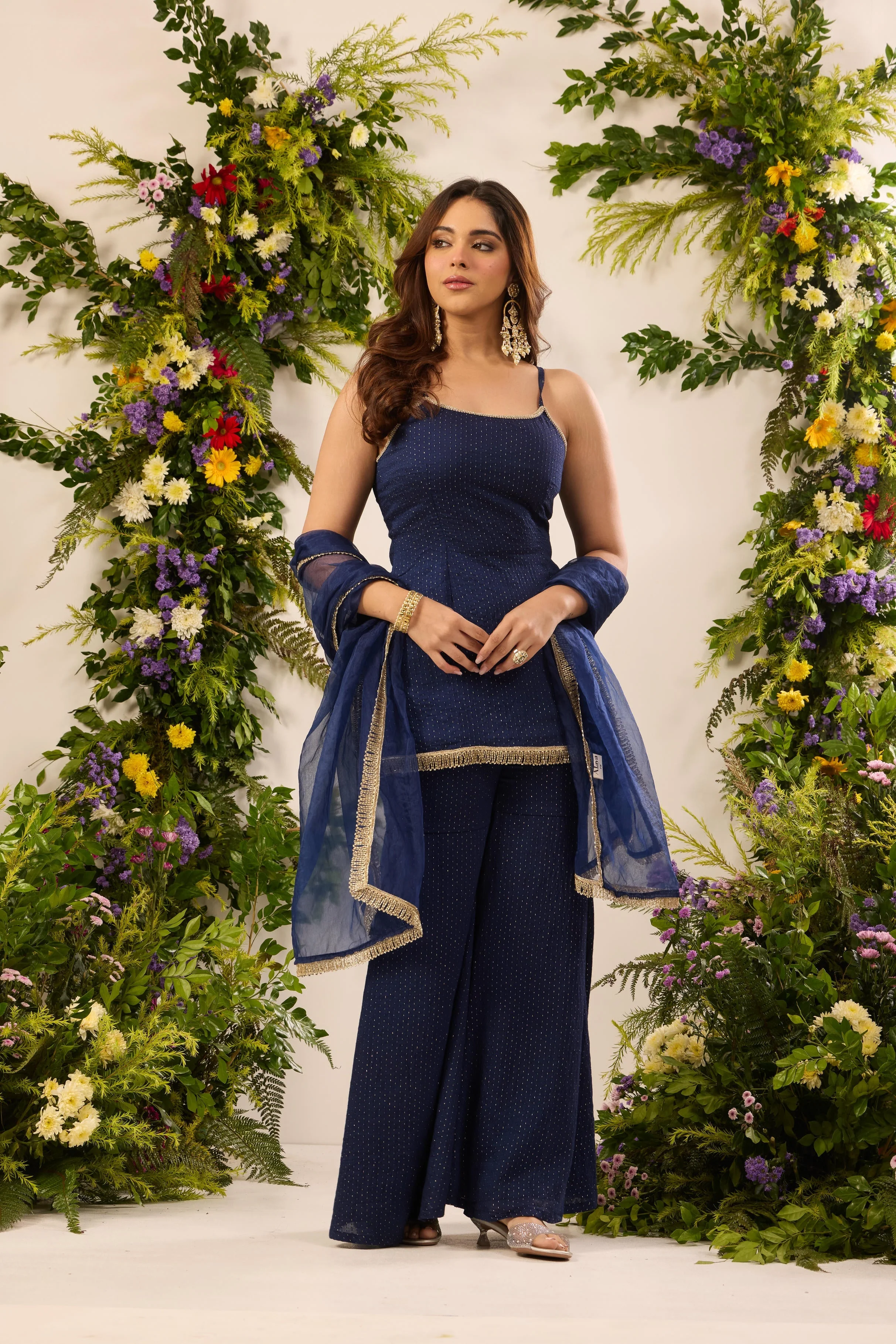 Mastaani Starlit Navy Sharara Set - Image 4