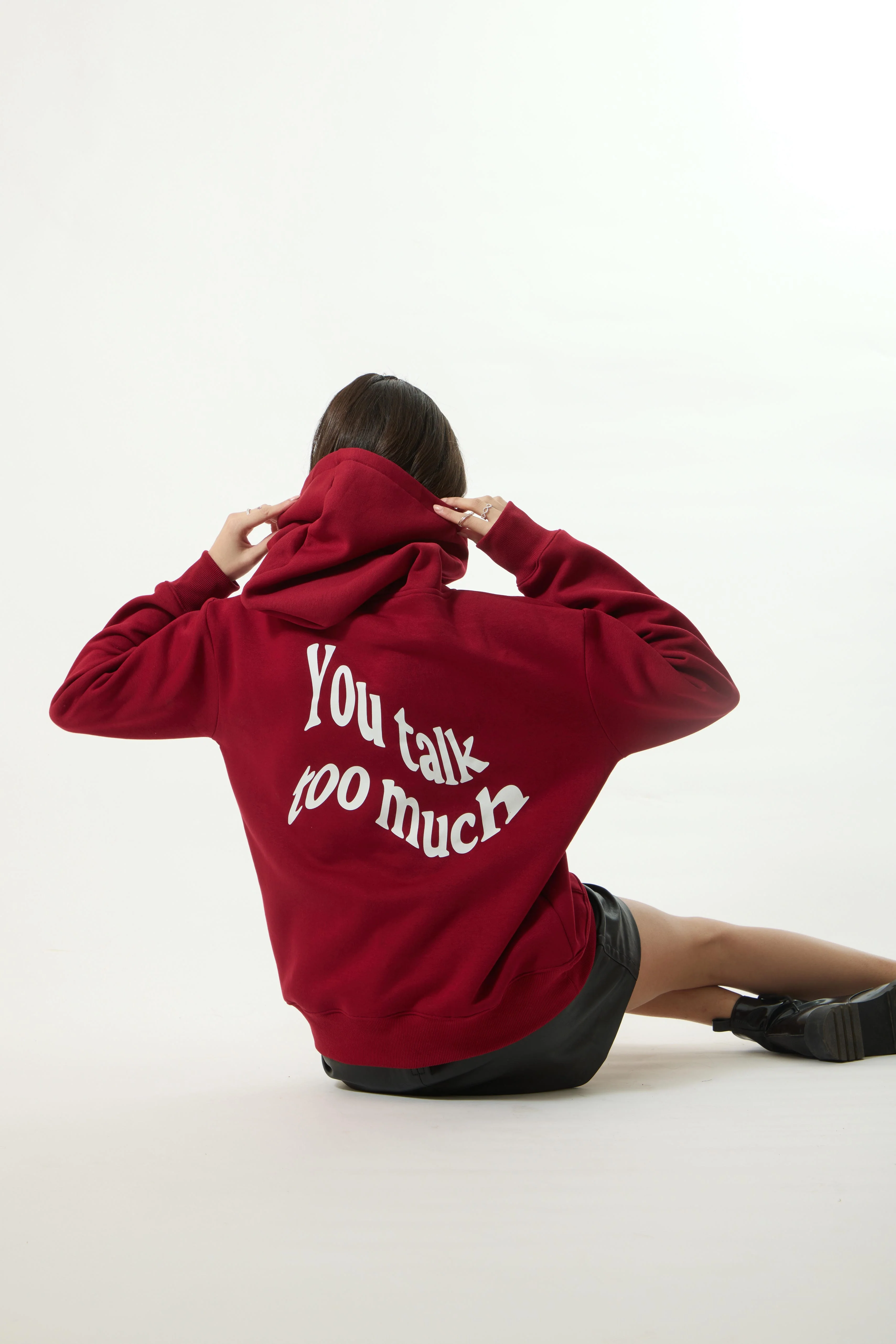 “YOU TALK TOO MUCH” Premium Oversized  Hoodie - Image 7